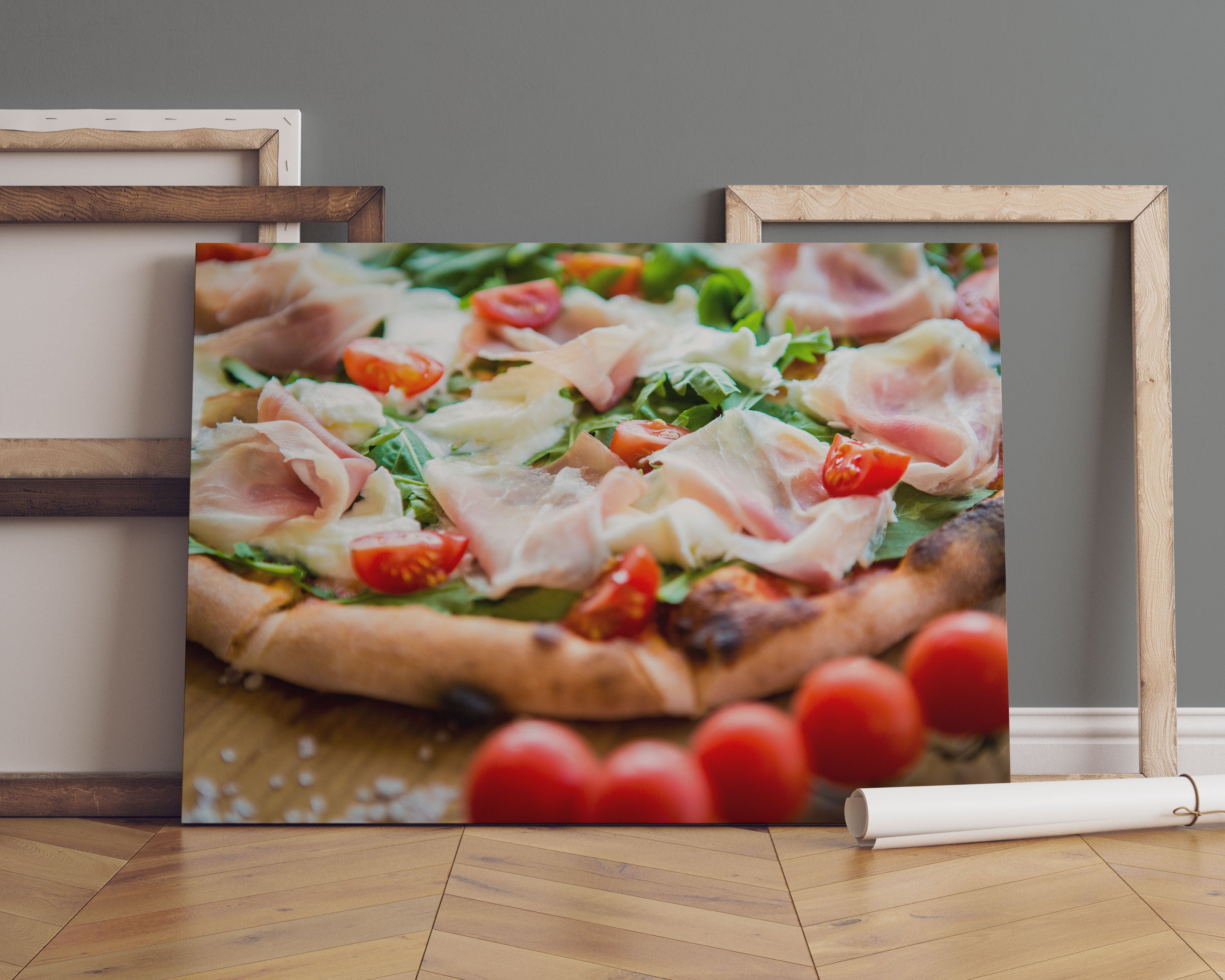 Pizza mit Parmaschinken Leinwandbild Sofa