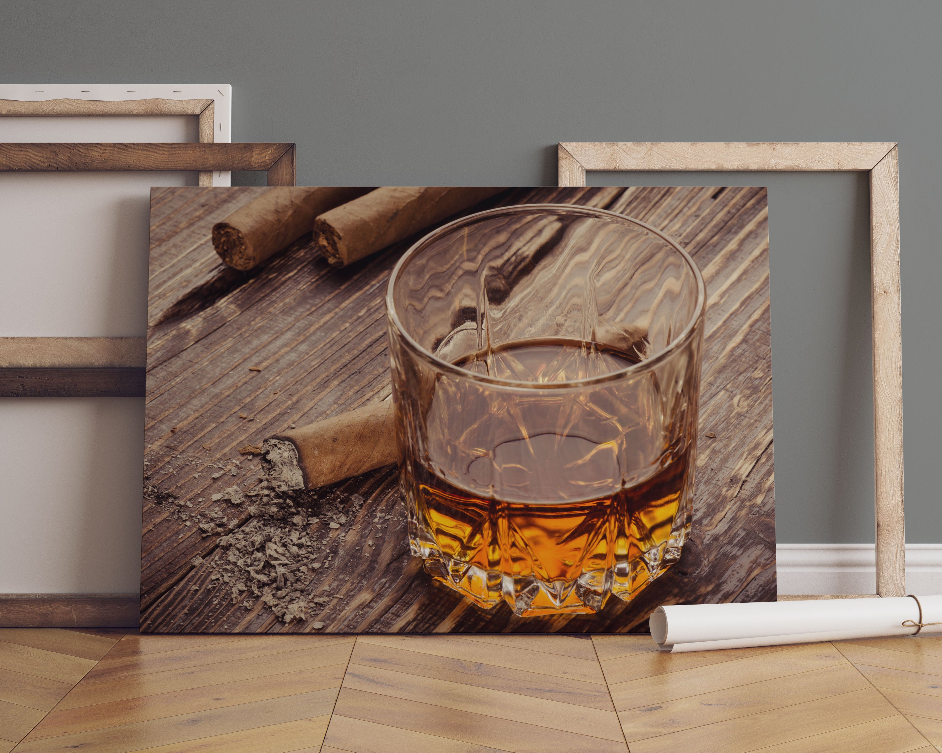 Whiskey und Zigarren Leinwandbild Sofa