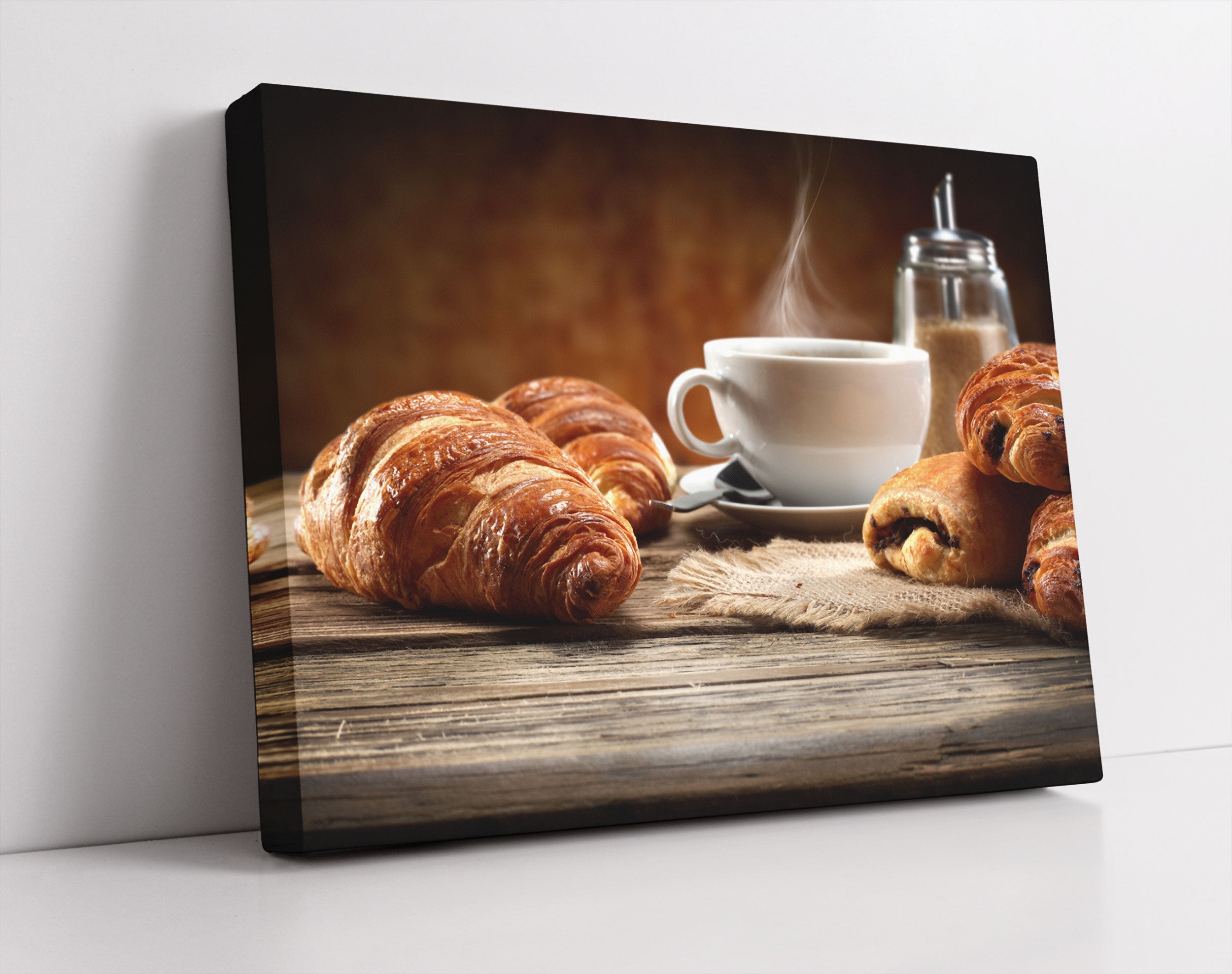 Croissant zum Kaffee - Leinwandbild