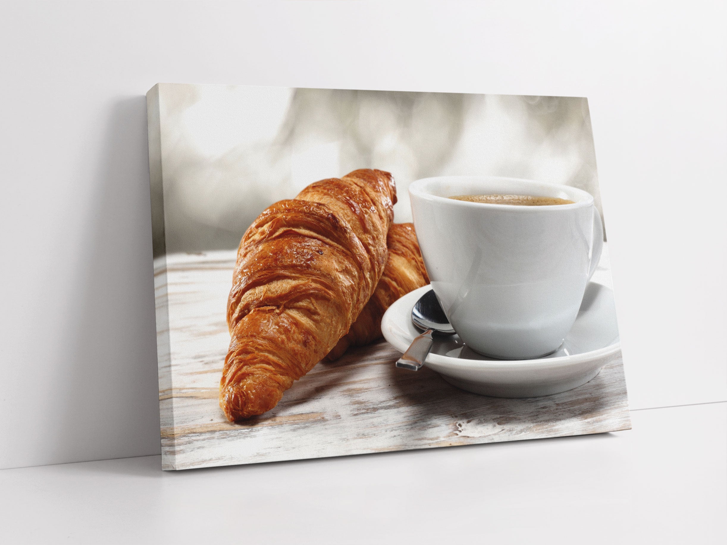 Frisches Croissant und Kaffee Leinwandbild Studio