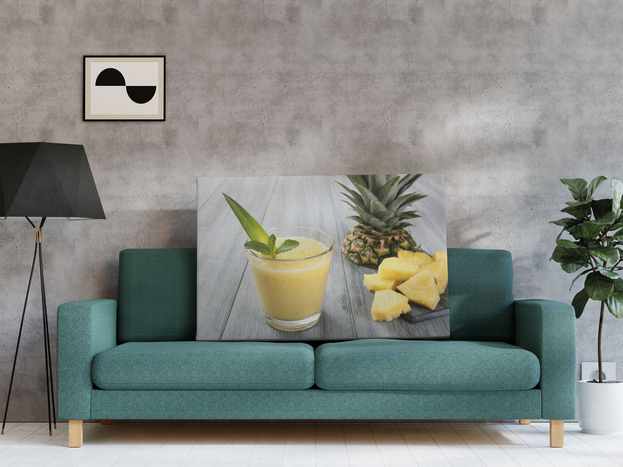 Ananas Cocktail auf Holztisch Leinwandbild Regal