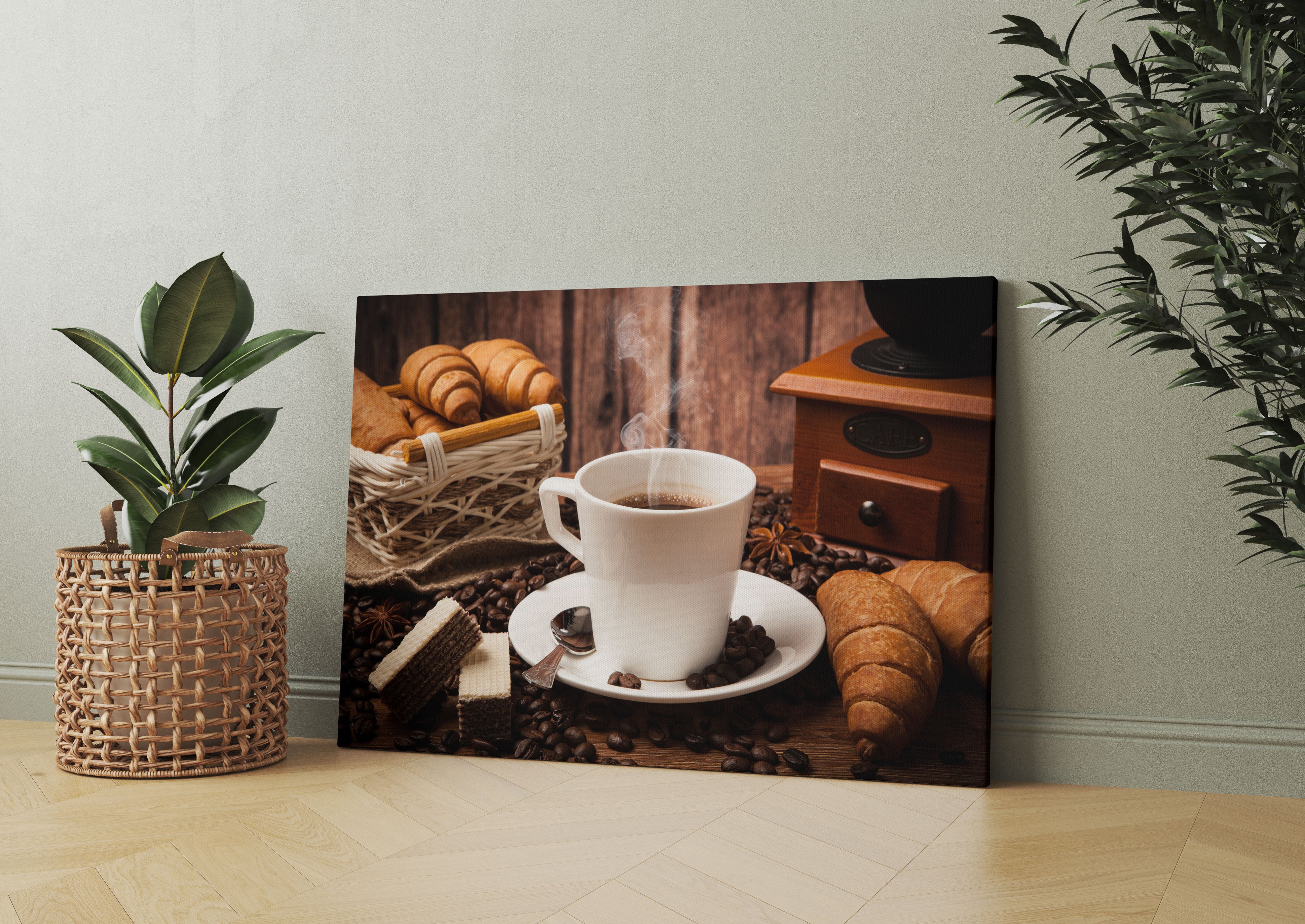 heißer aufgebrühter Kaffee Leinwandbild Wohnzimmer