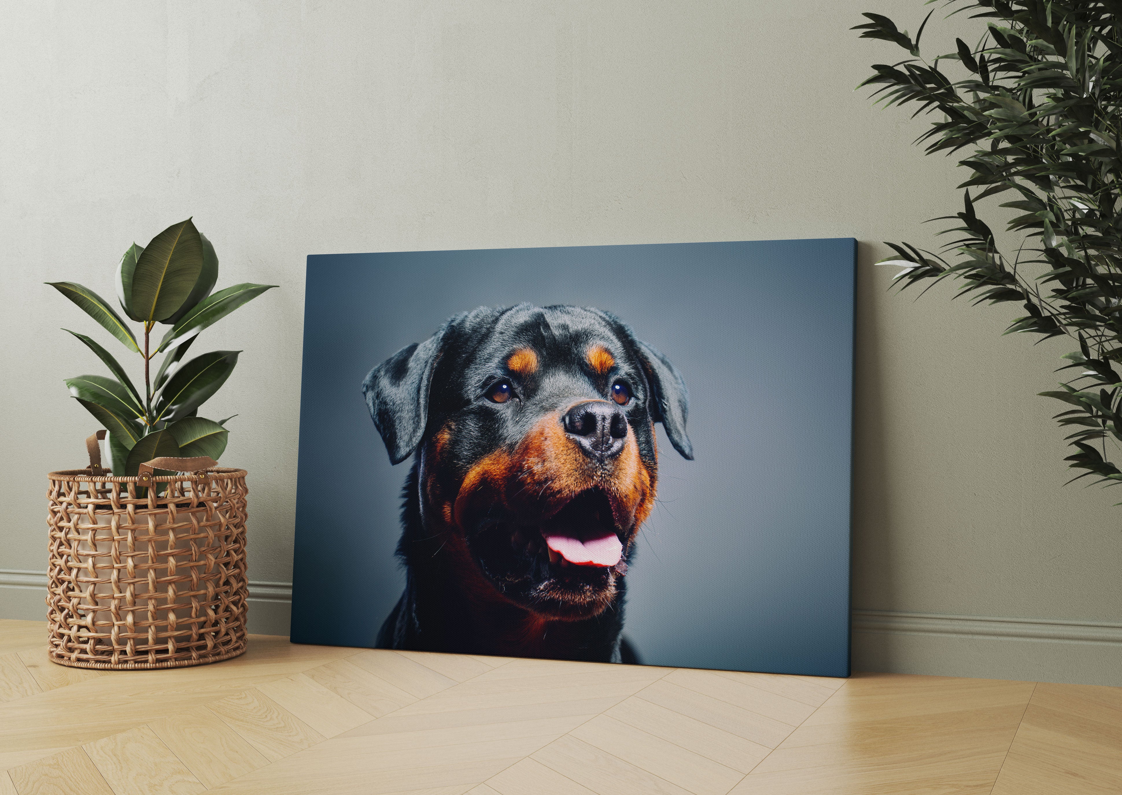 Treuer Rottweiler Leinwandbild Wohnzimmer