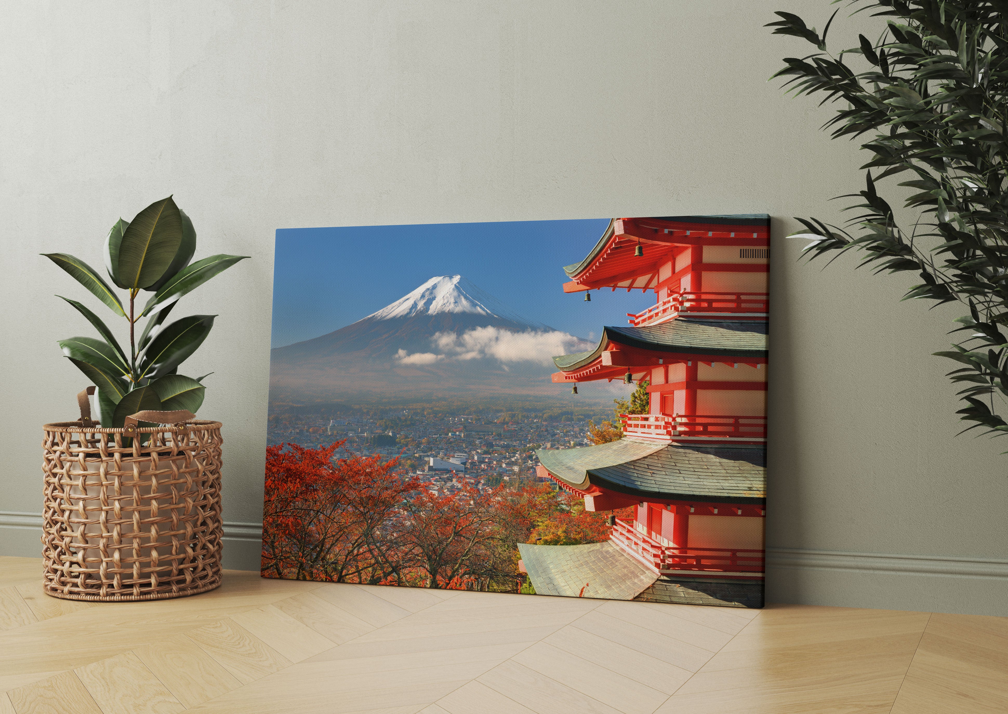 Tempel am Fudschijama Japan Leinwandbild Wohnzimmer