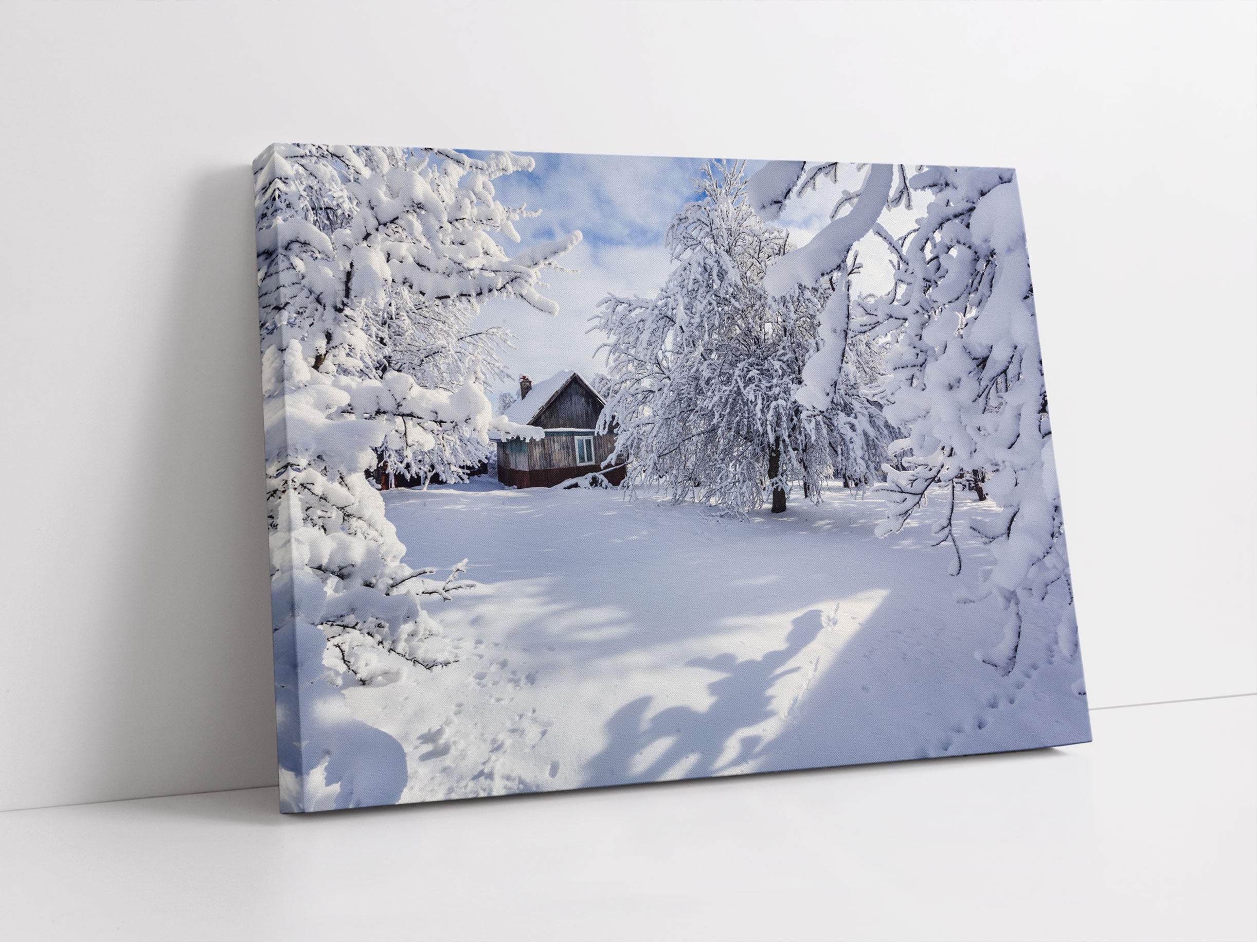 Winterlandschaft mit Hütte Leinwandbild Studio