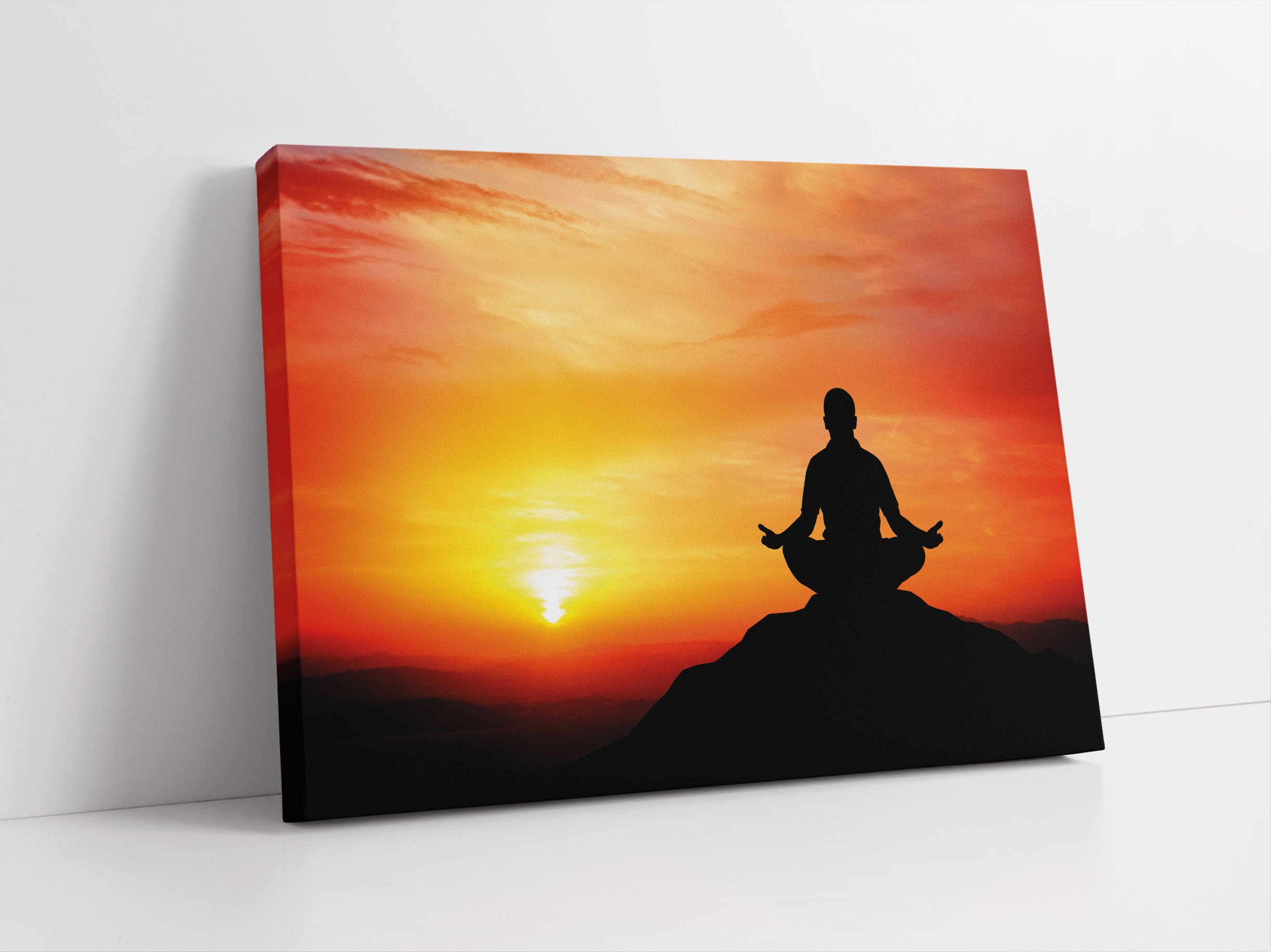 Meditation im Sonnenuntergang Leinwandbild Studio