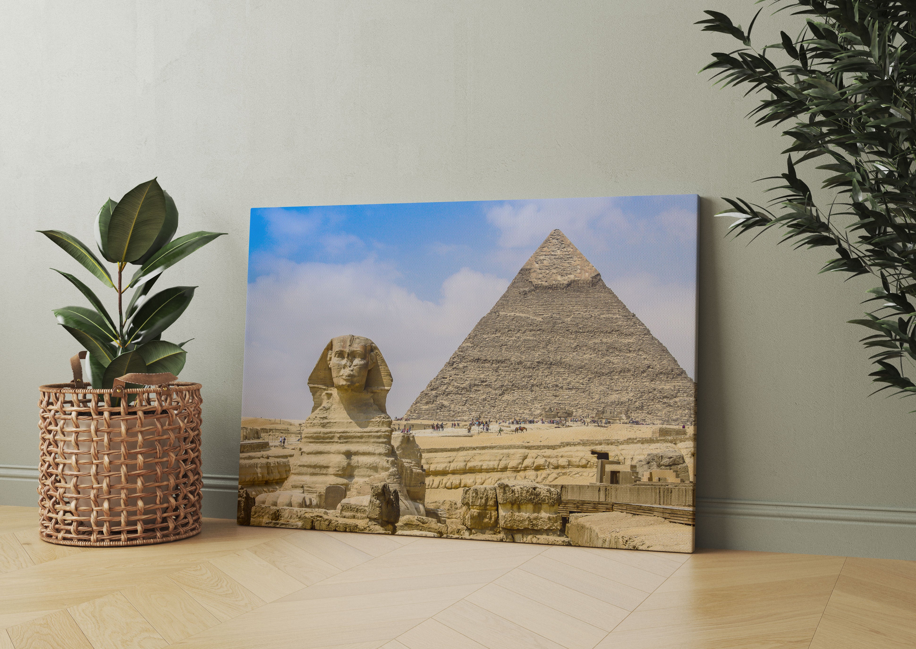 Sphinx von Gizeh mit Pyramide Leinwandbild Wohnzimmer