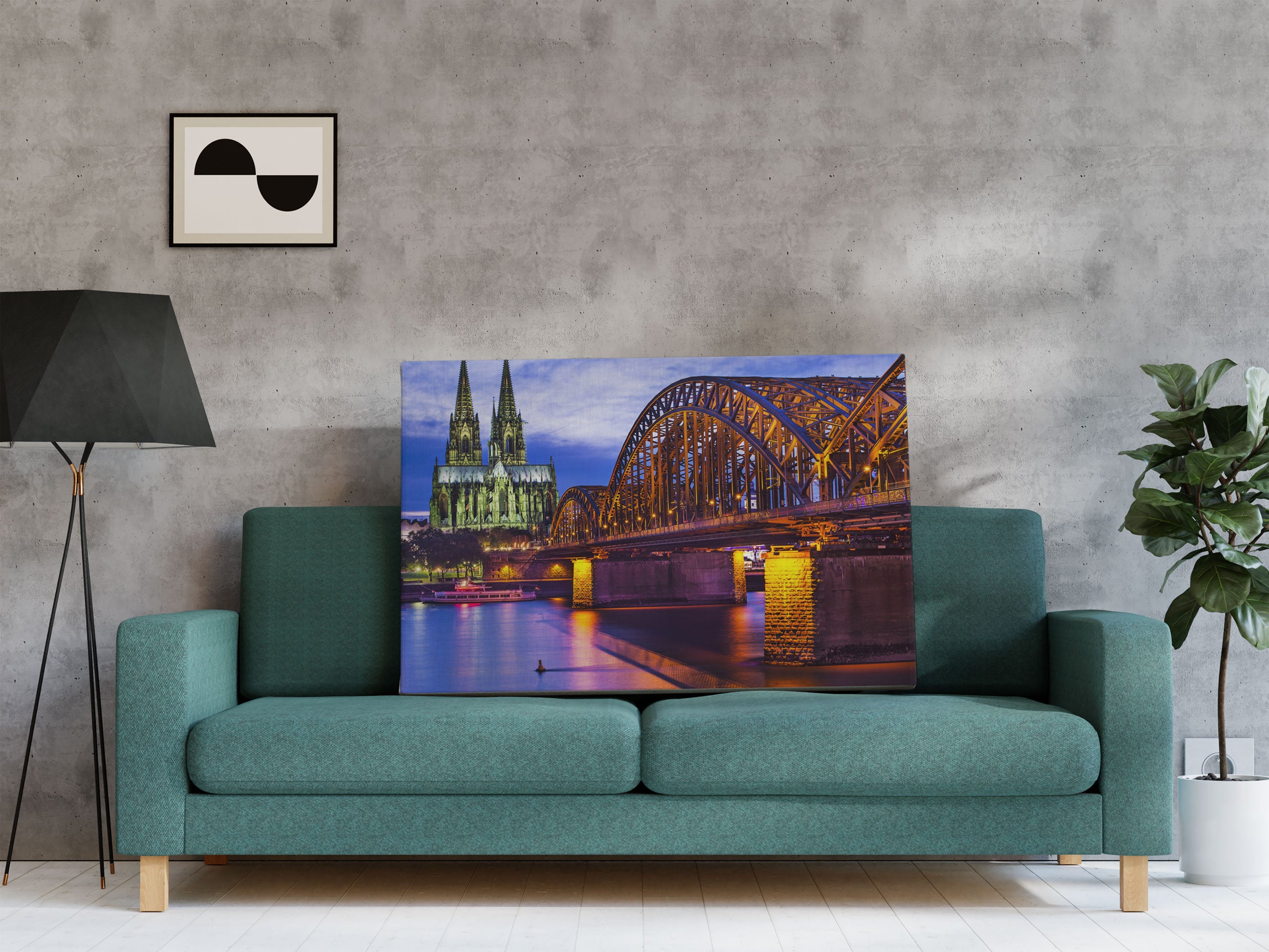 Hohenzollernbrücke bei Nacht Leinwandbild Regal