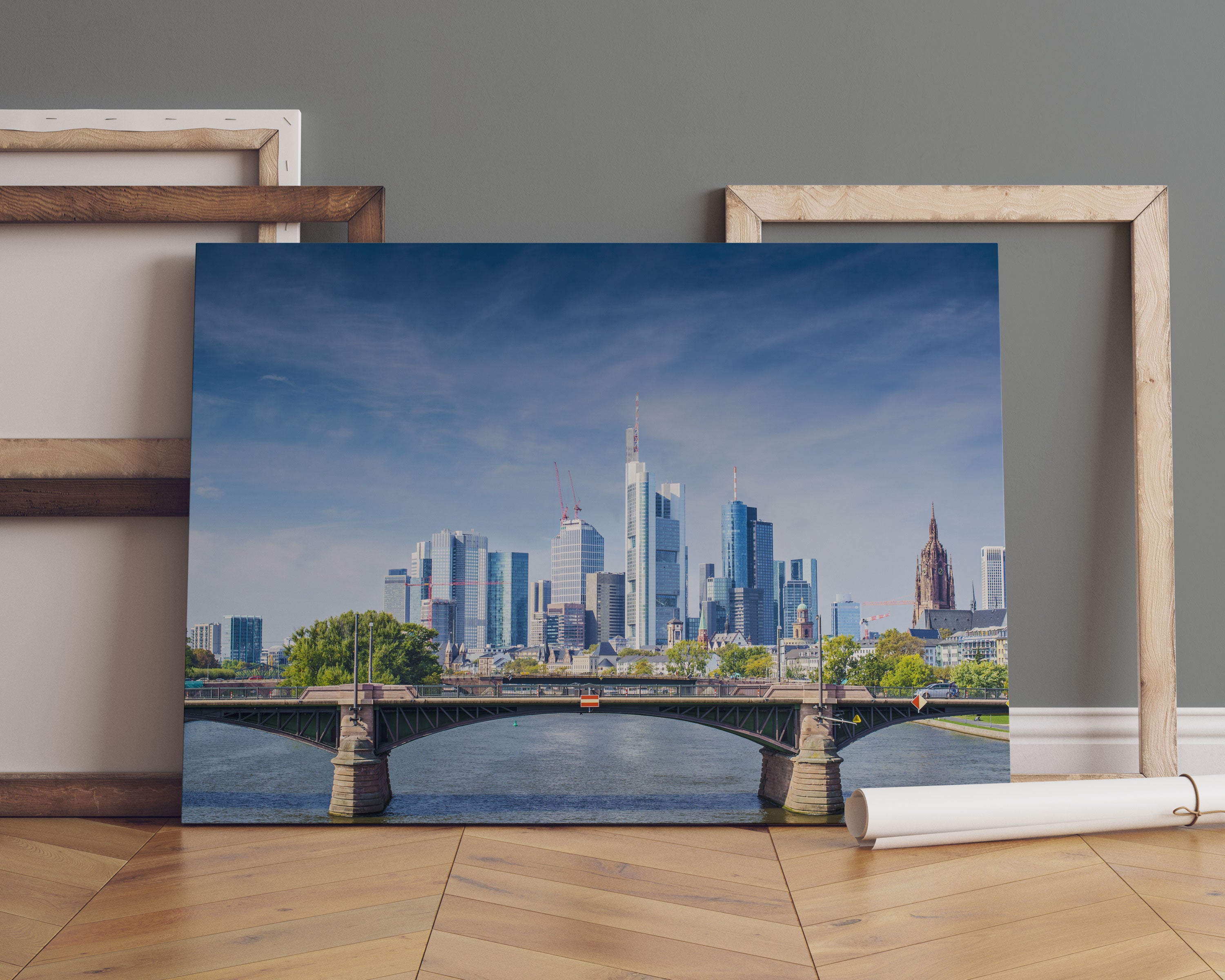 Skyline von Frankfurt am Main Leinwandbild Sofa