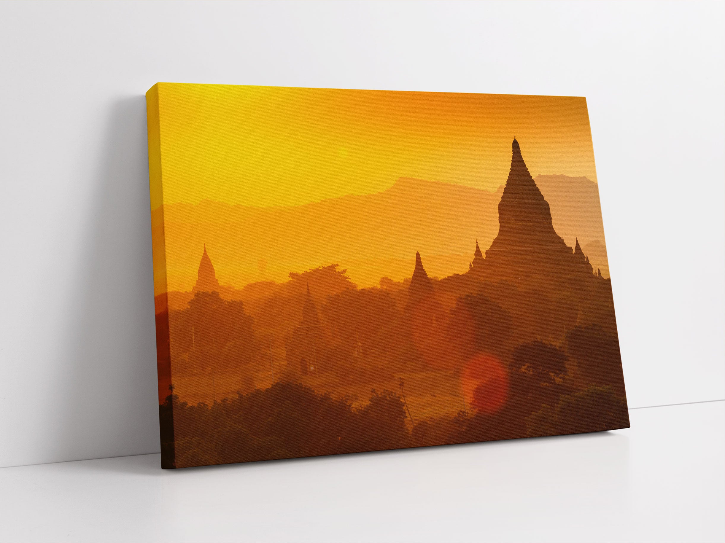 Buddha Tempel im Sonnenuntergang Leinwandbild Studio