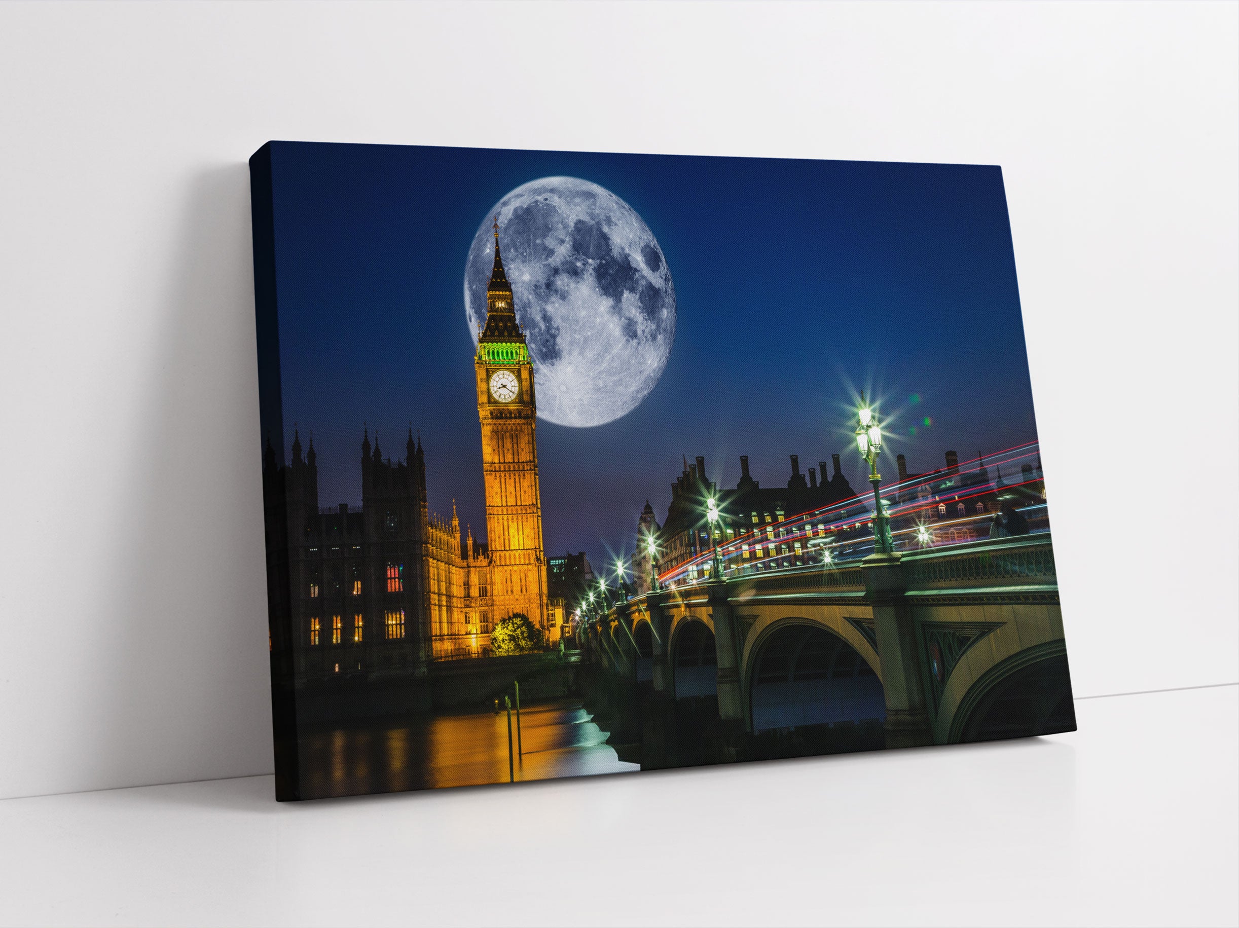 Big Ben vor Mond in London Leinwandbild Studio