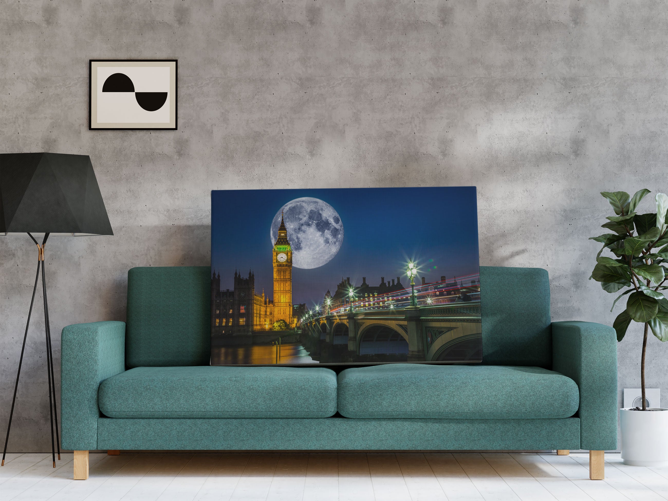 Big Ben vor Mond in London Leinwandbild Regal