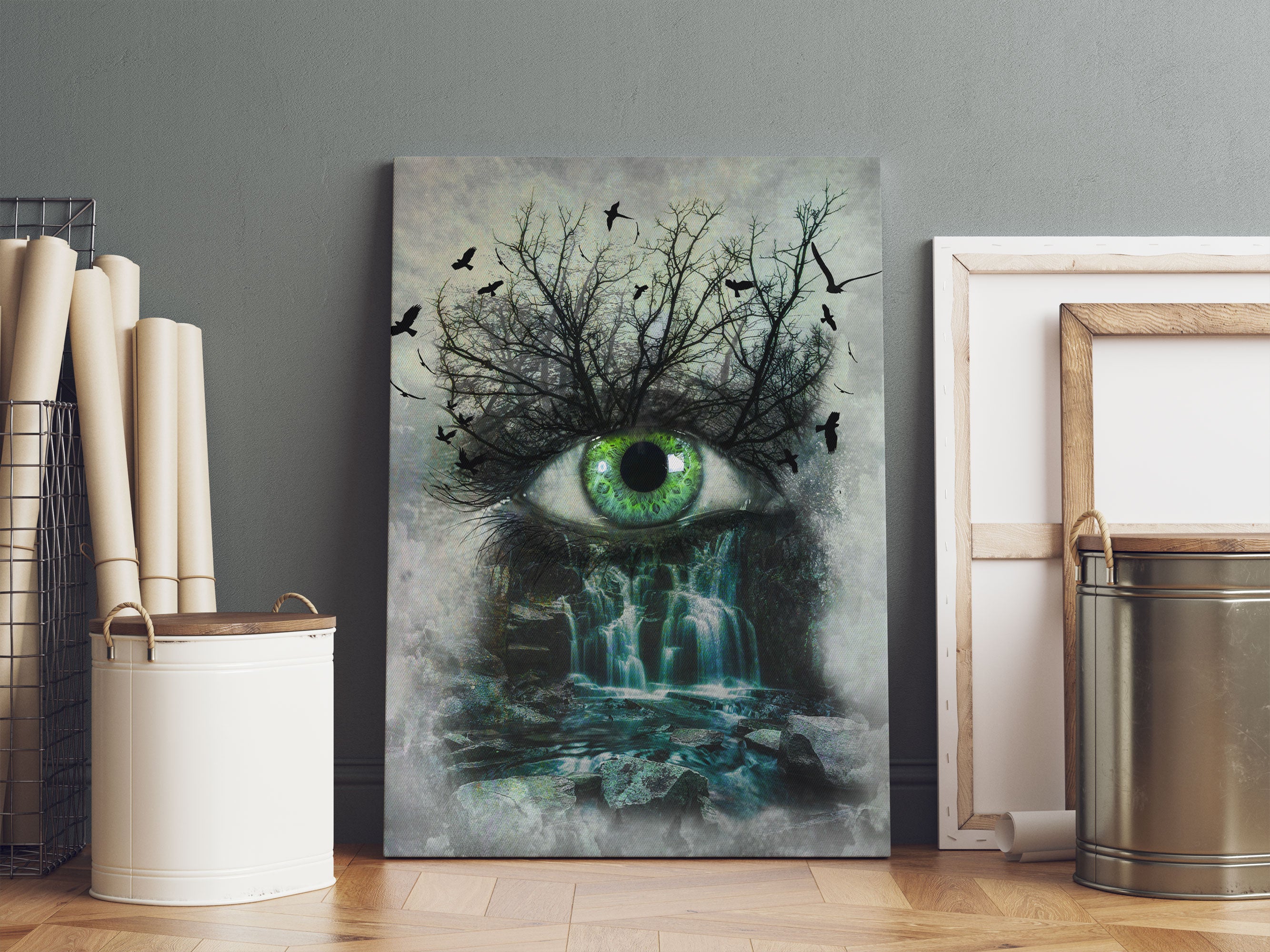 Auge verbunden mit Natur Leinwandbild Sofa