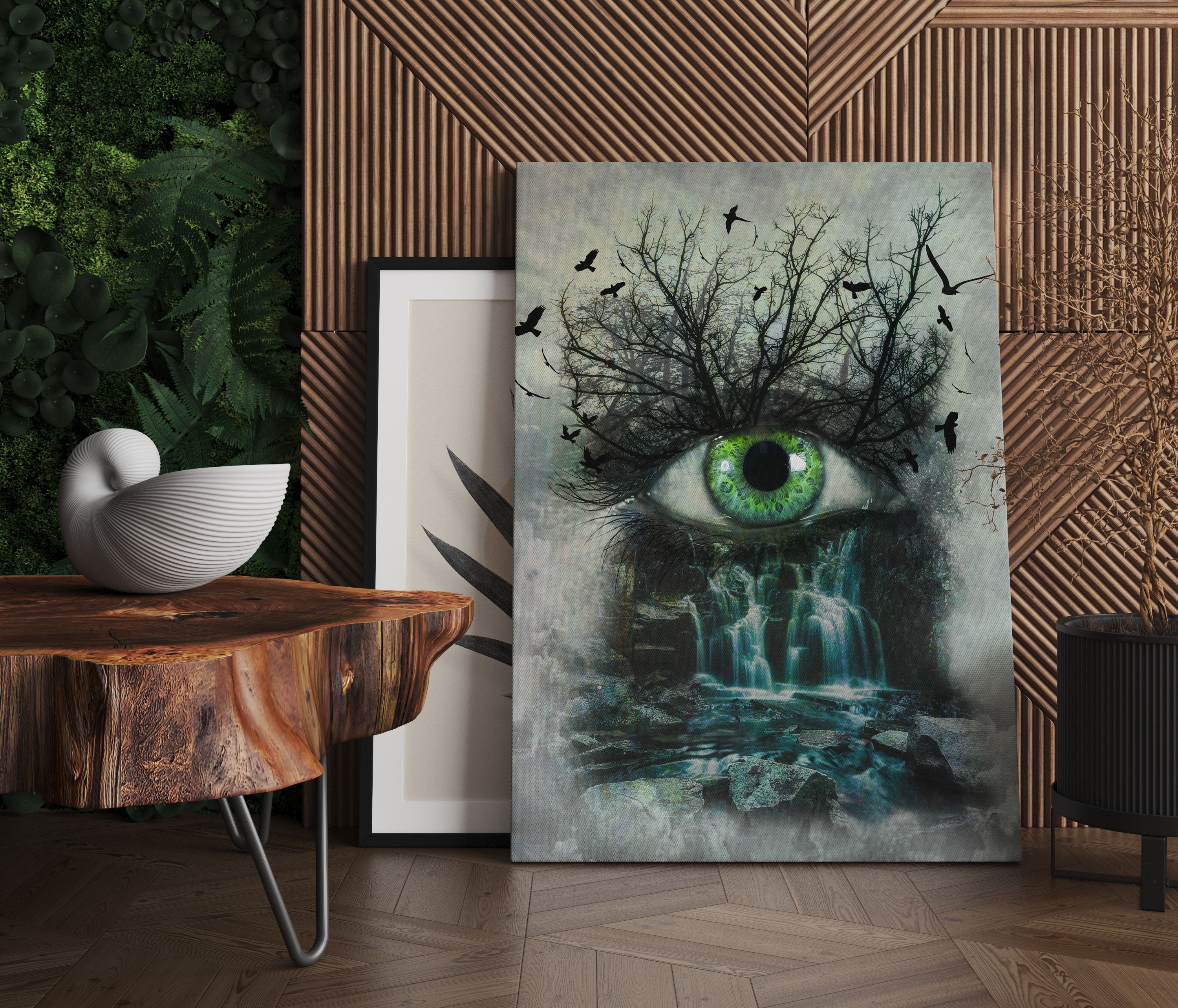 Auge verbunden mit Natur Leinwandbild Regal