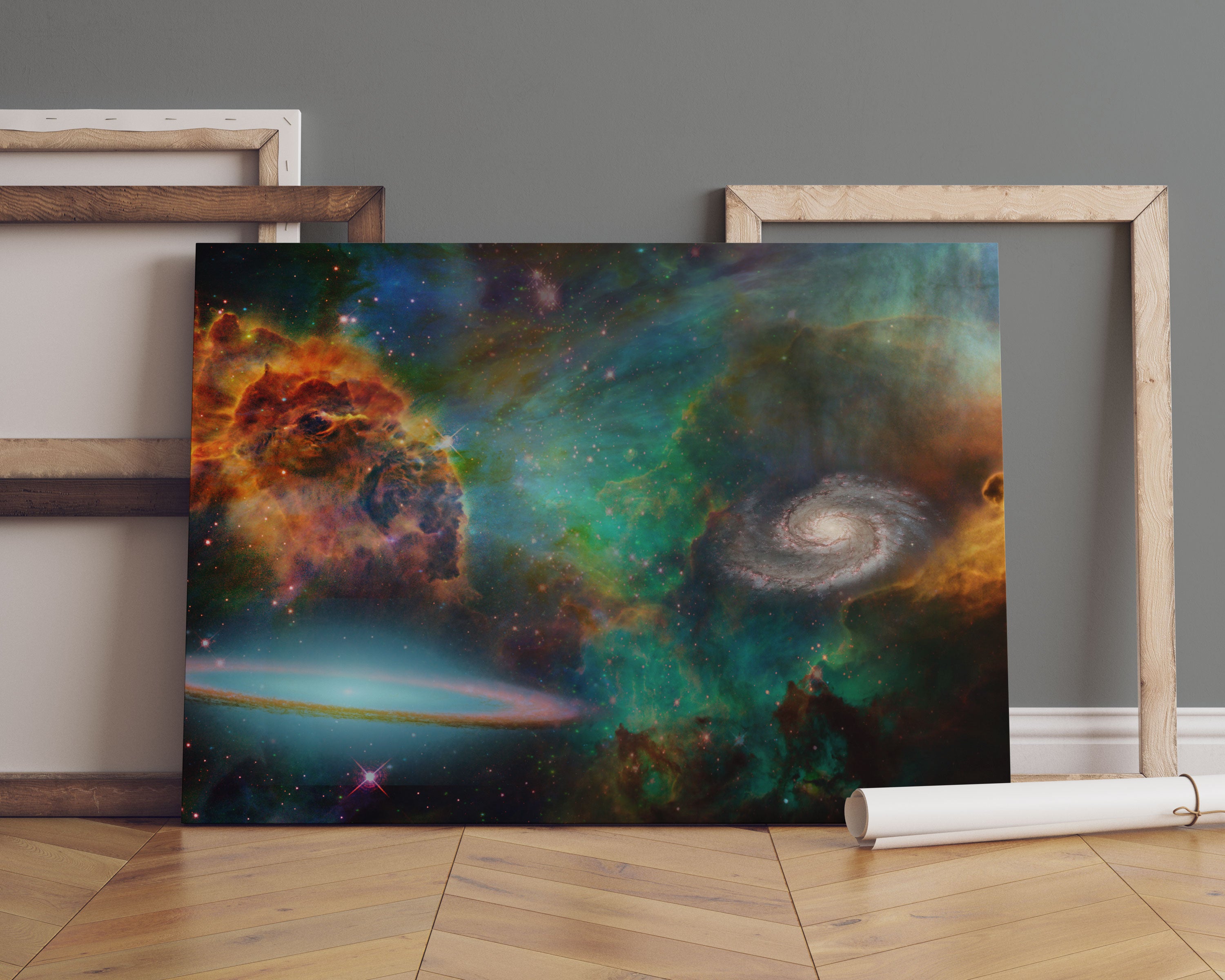 Galaxie mit Sternennebel Leinwandbild Sofa