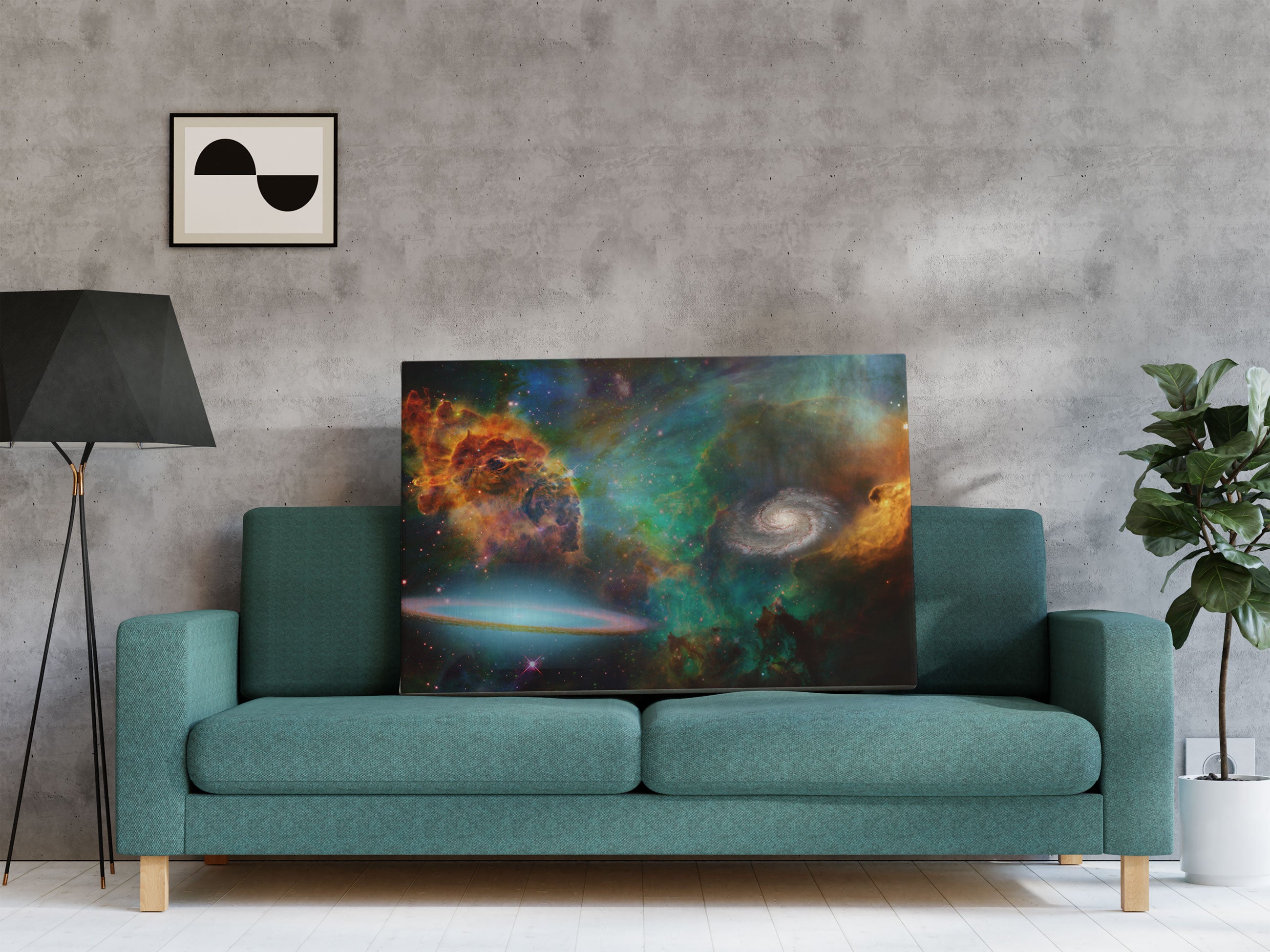 Galaxie mit Sternennebel Leinwandbild Regal