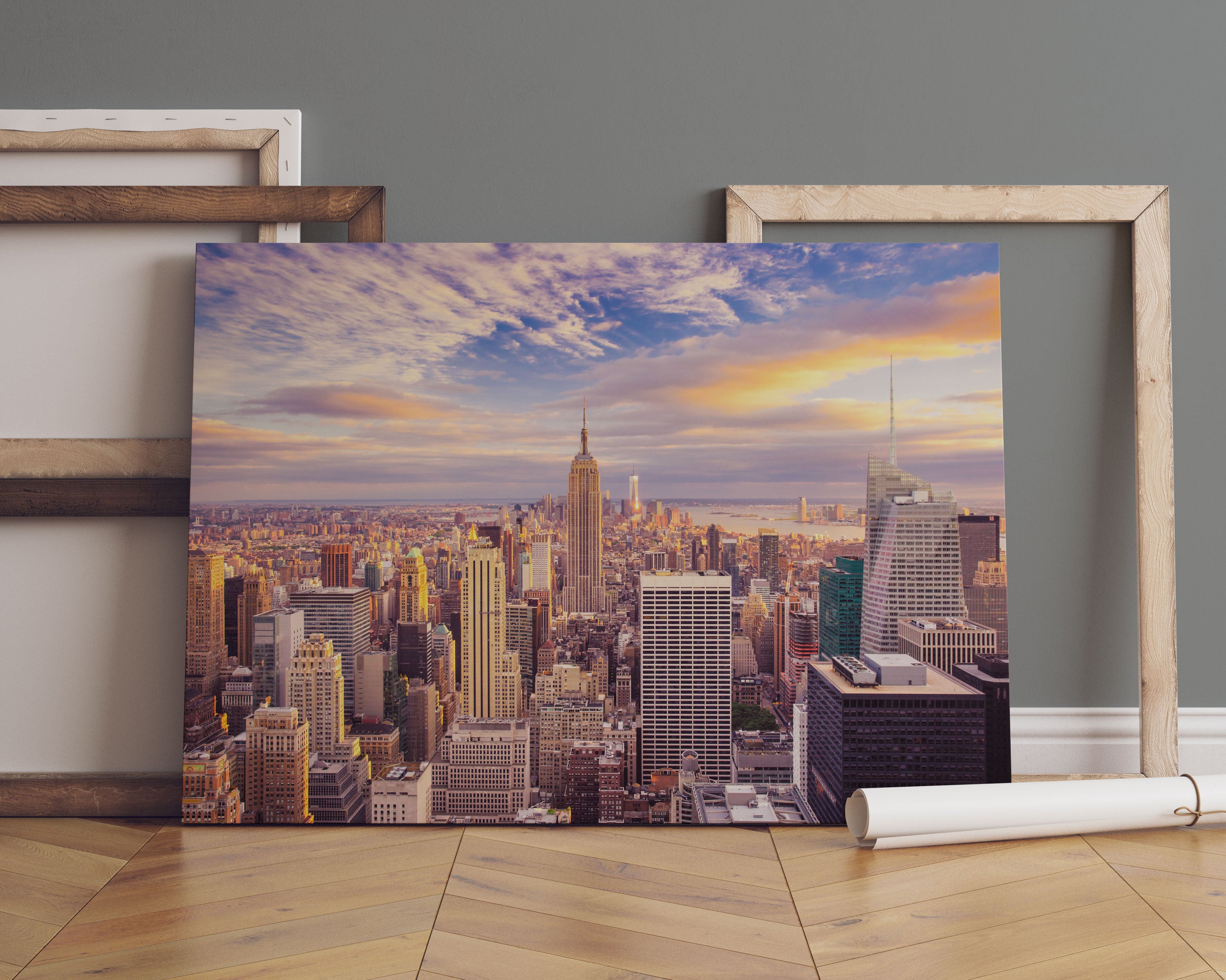 Skyline New York Sonnenuntergang Leinwandbild Sofa