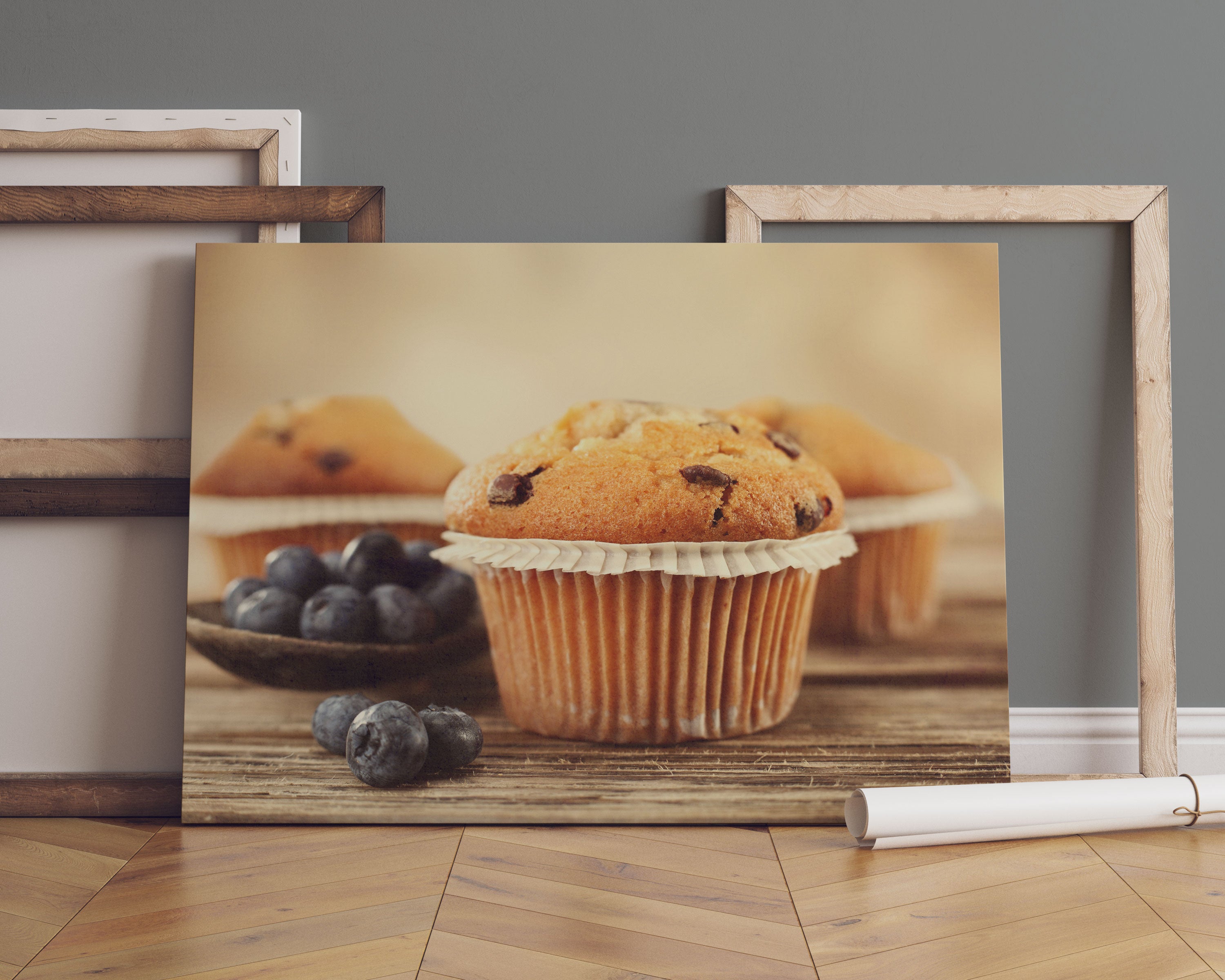 Muffins mit Blaubeeren Leinwandbild Sofa