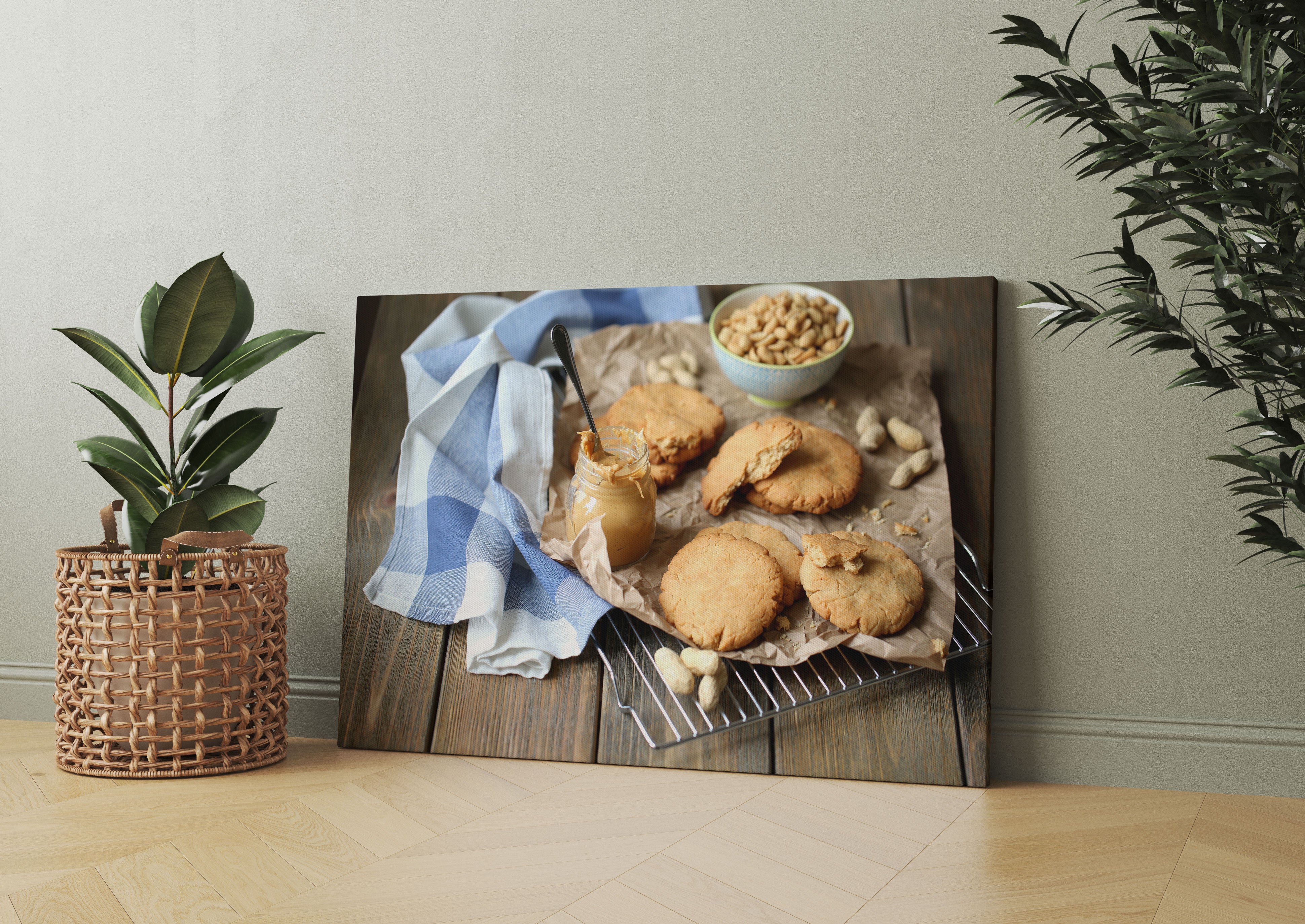 Plätzchen mit Erdnussbutter Leinwandbild Wohnzimmer