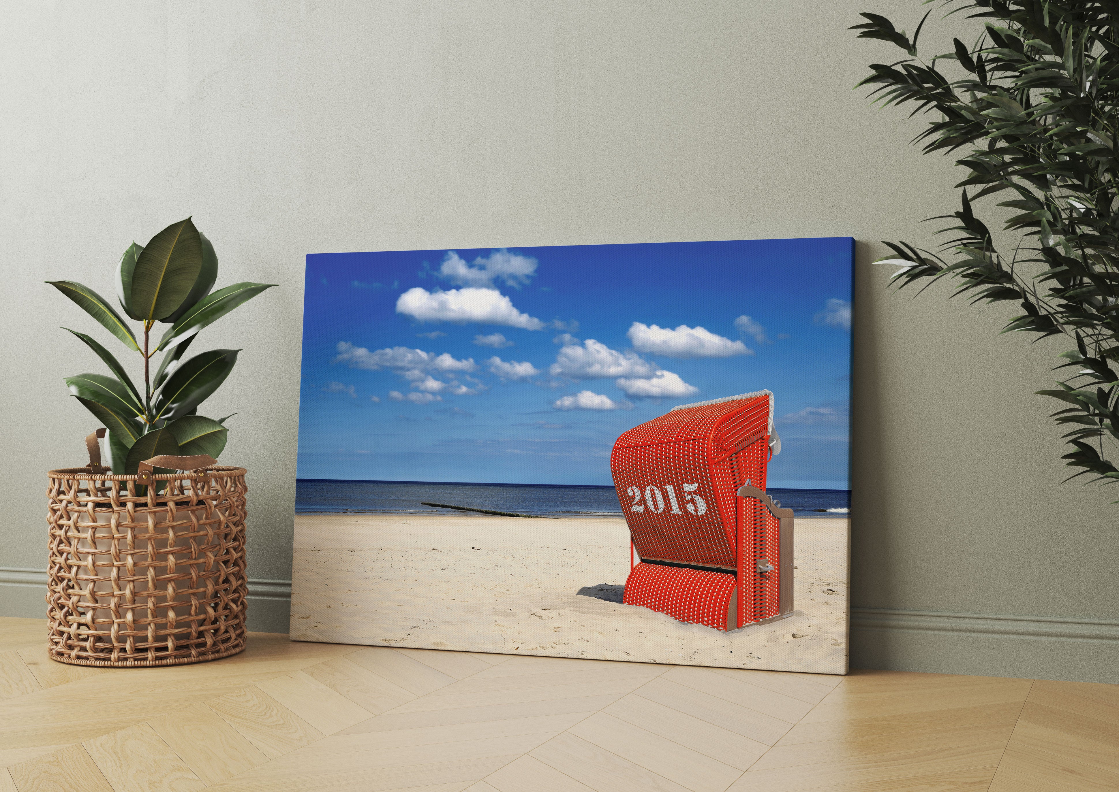 Strandkorb an der Nordsee Leinwandbild Wohnzimmer