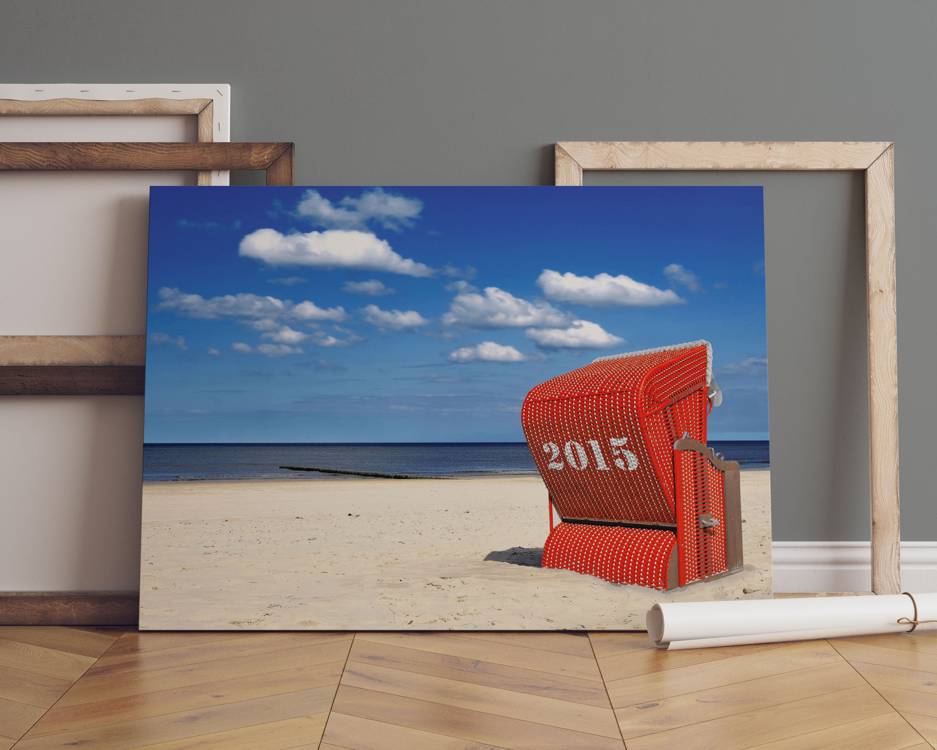 Strandkorb an der Nordsee Leinwandbild Sofa