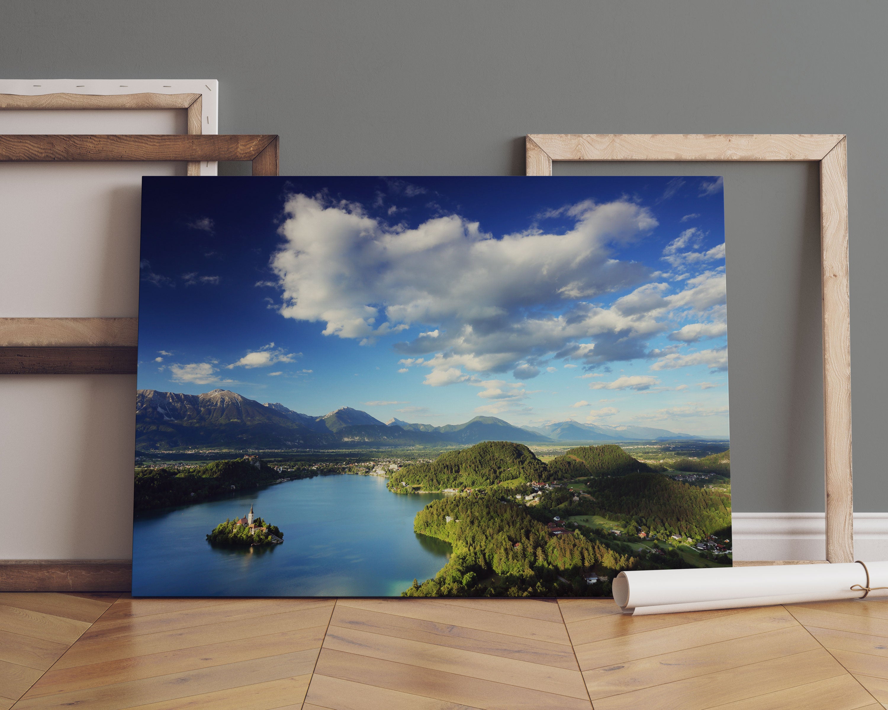 Atemberaubende Seen Landschaft Leinwandbild Sofa