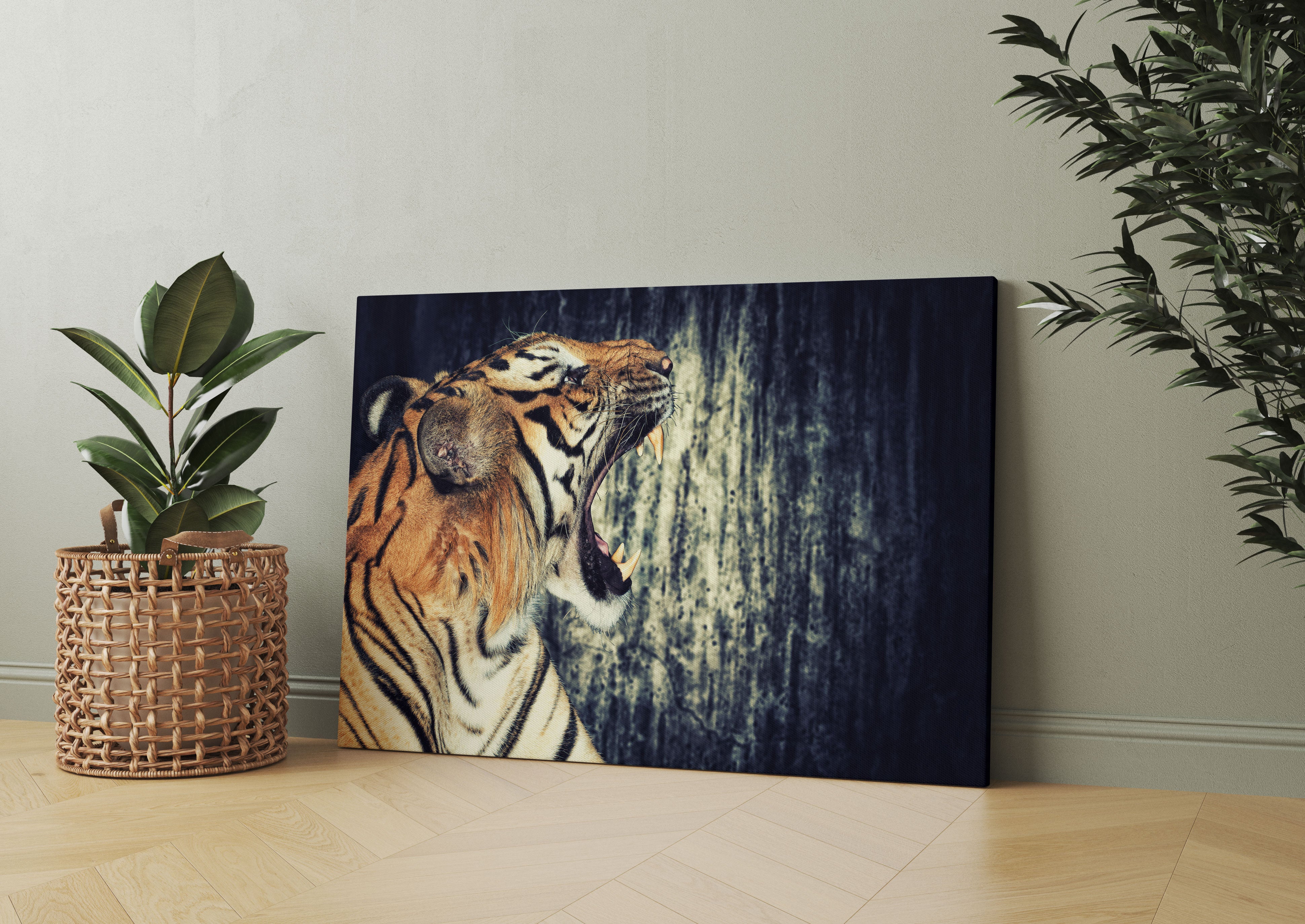 Brüllender Tiger Leinwandbild Wohnzimmer