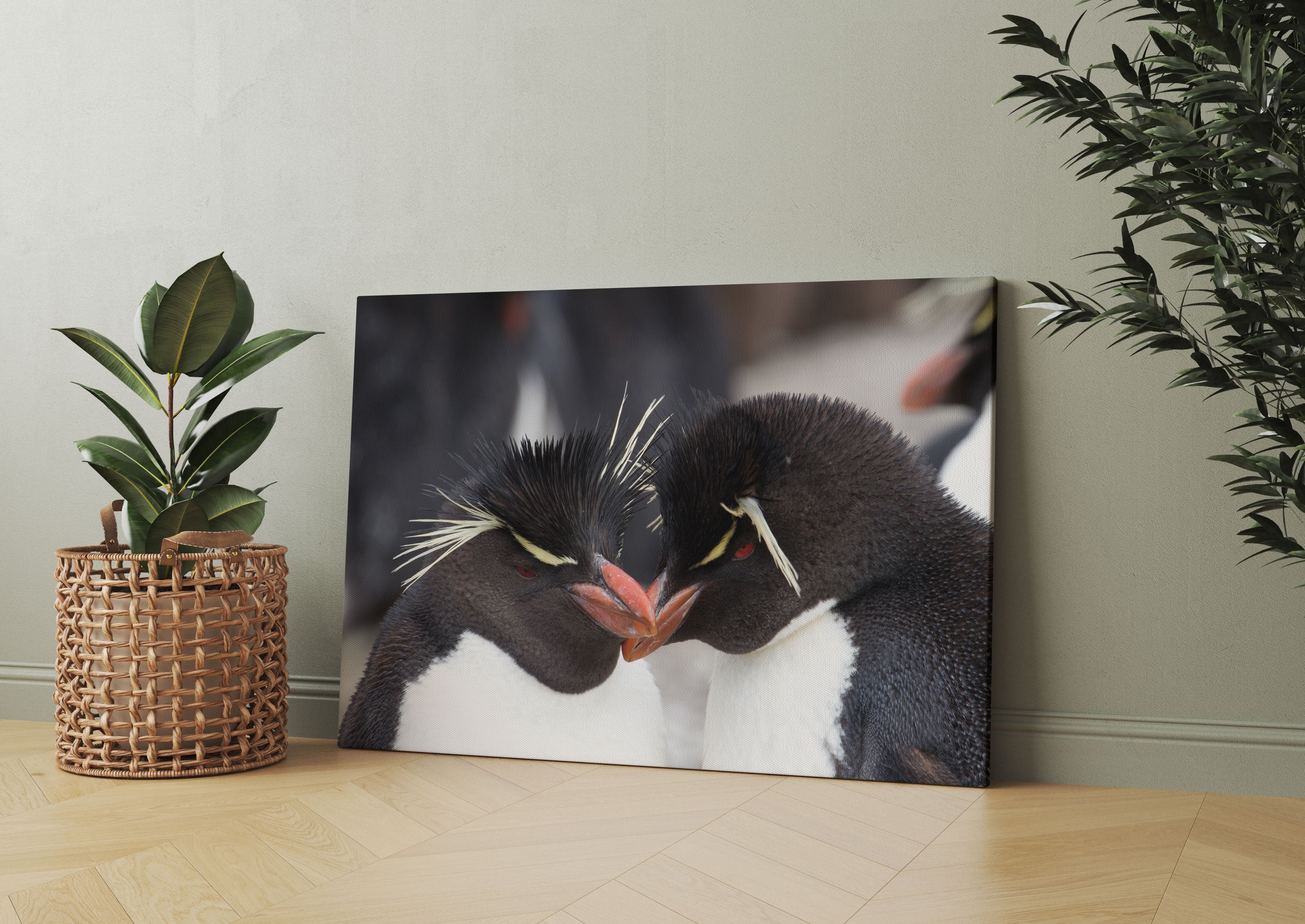 Pinguin Kuss Leinwandbild Wohnzimmer