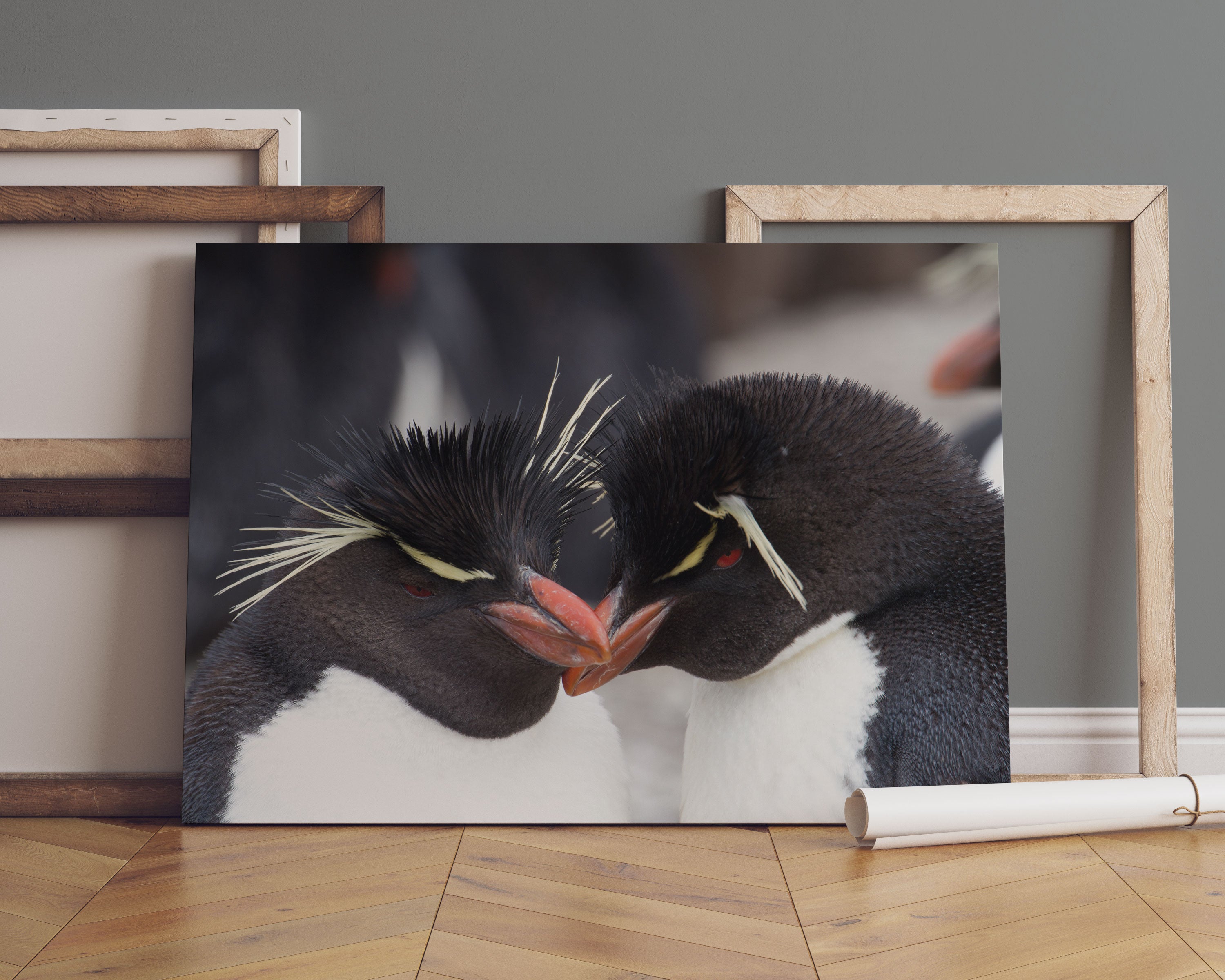 Pinguin Kuss Leinwandbild Sofa