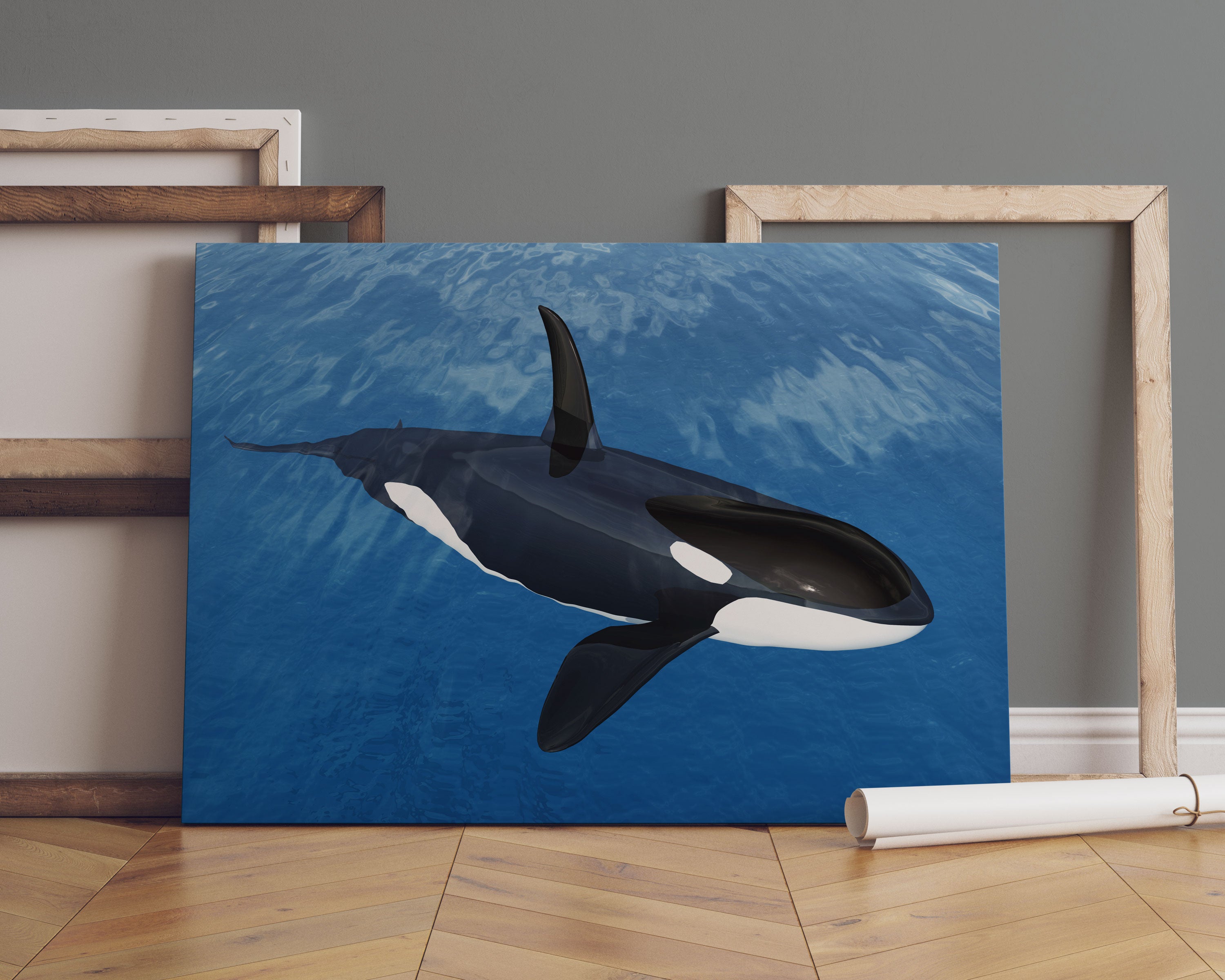 Orca im blauen Meer Leinwandbild Sofa