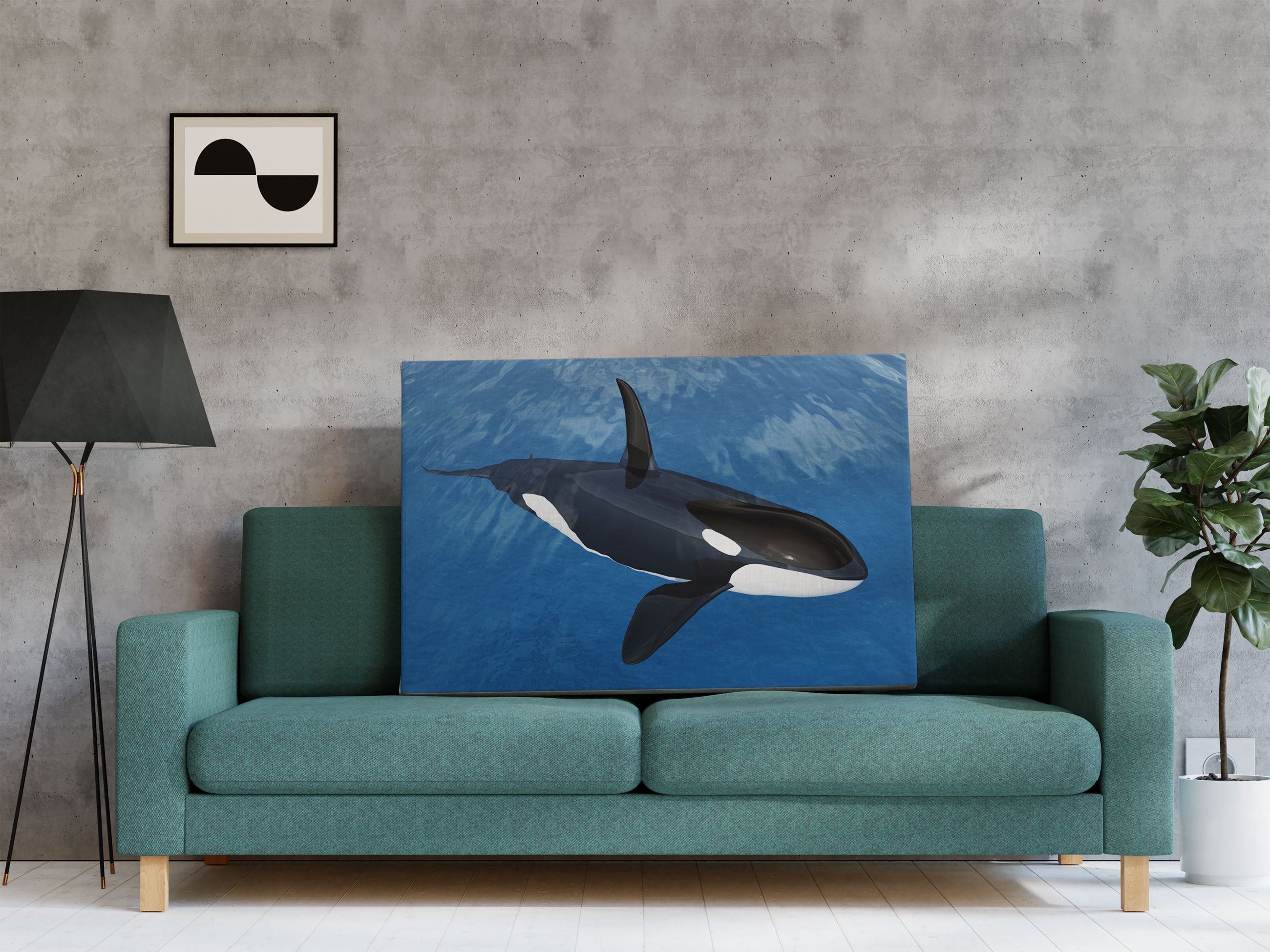 Orca im blauen Meer Leinwandbild Regal