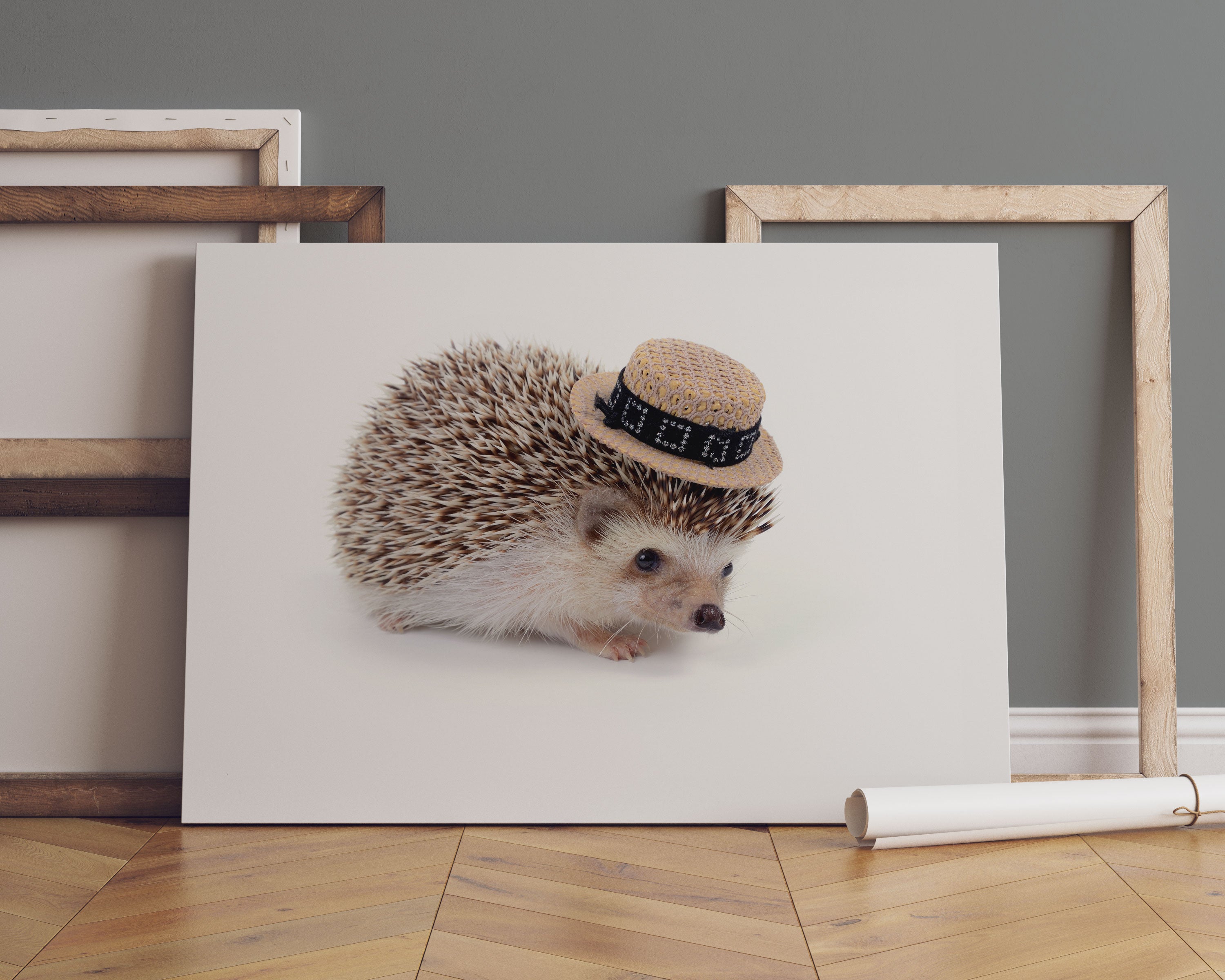 Lustiger Igel mit Hut Leinwandbild Sofa