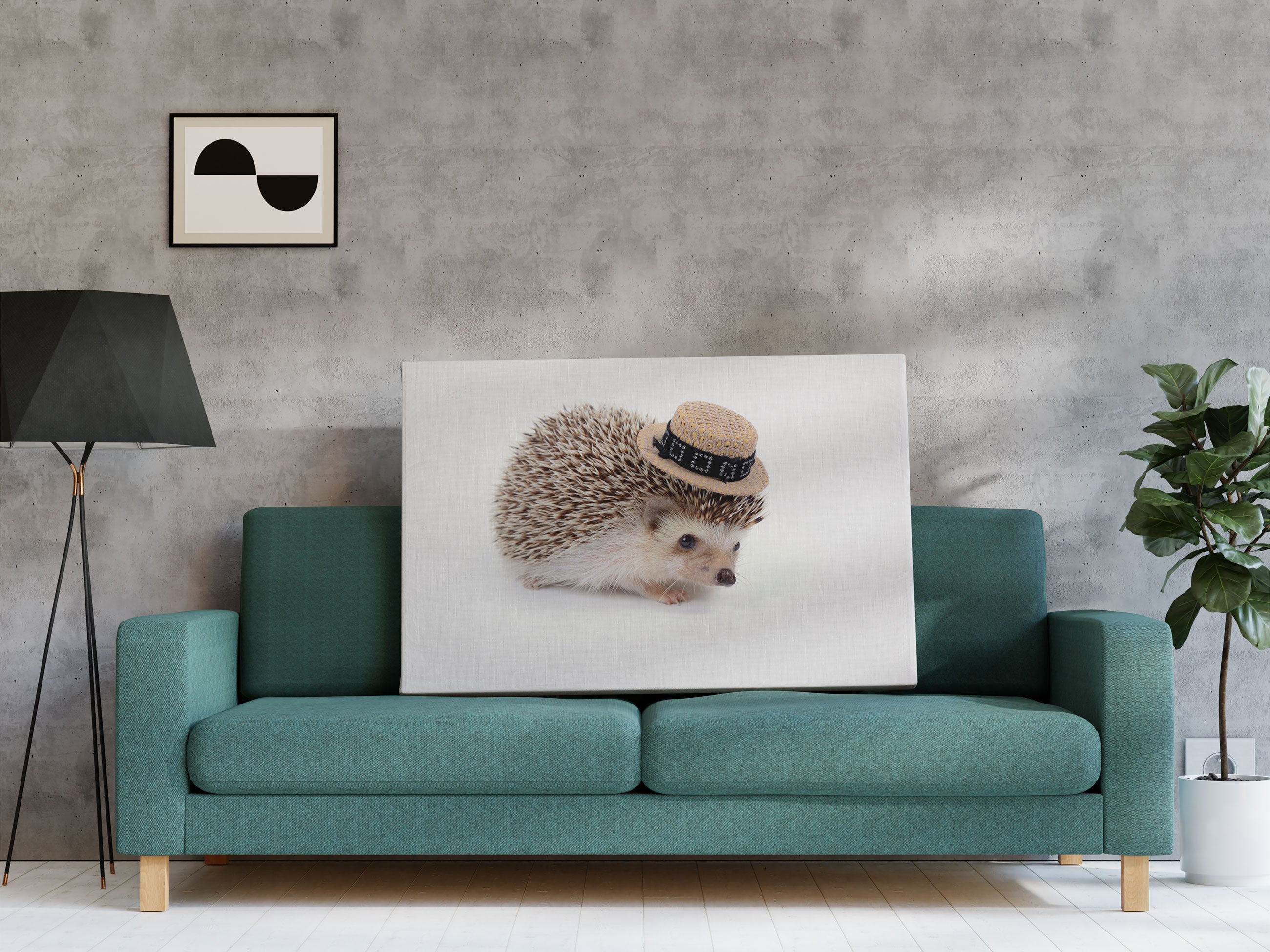 Lustiger Igel mit Hut Leinwandbild Regal