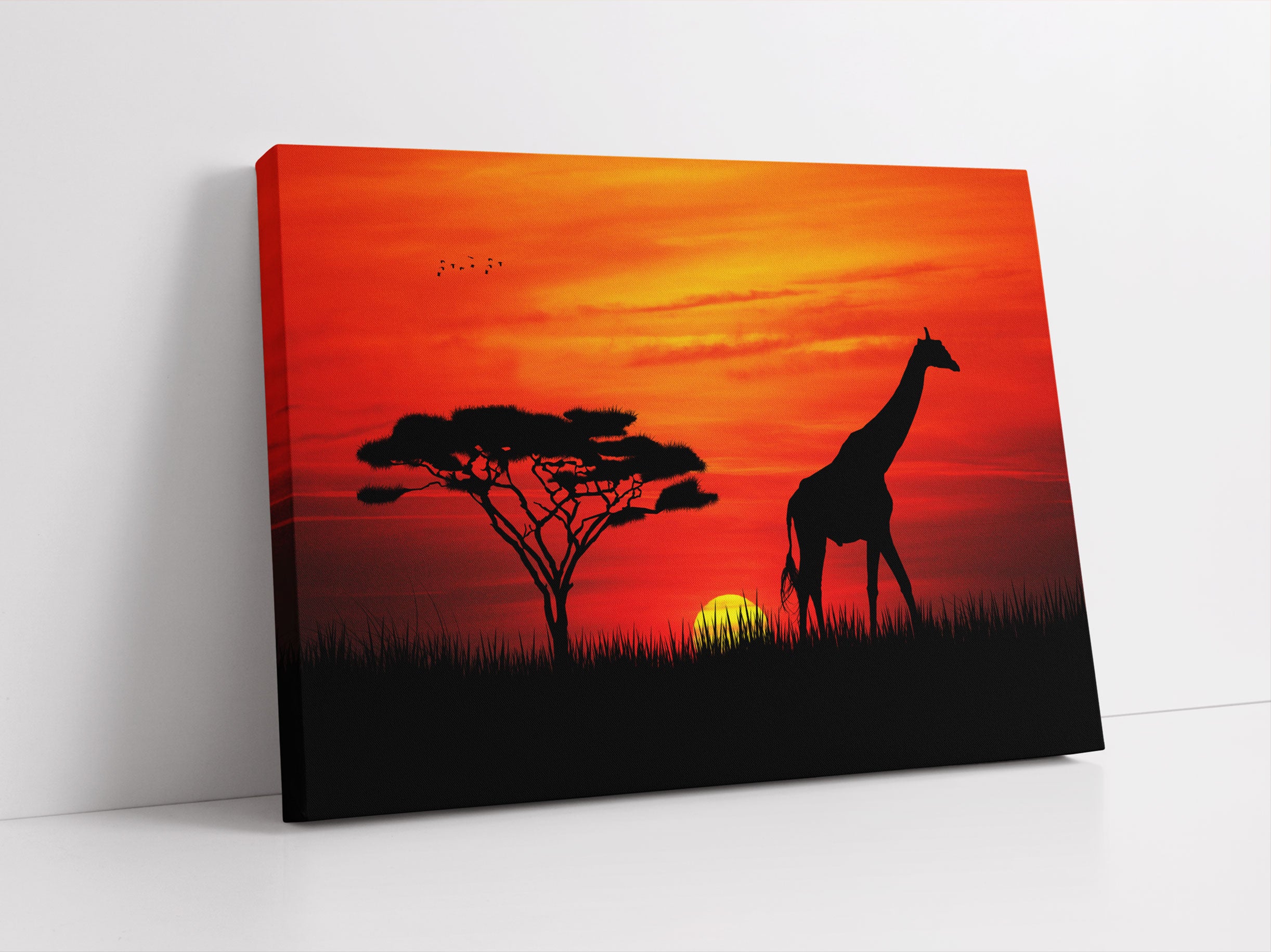 Giraffe im Sonnenuntergang Leinwandbild Studio