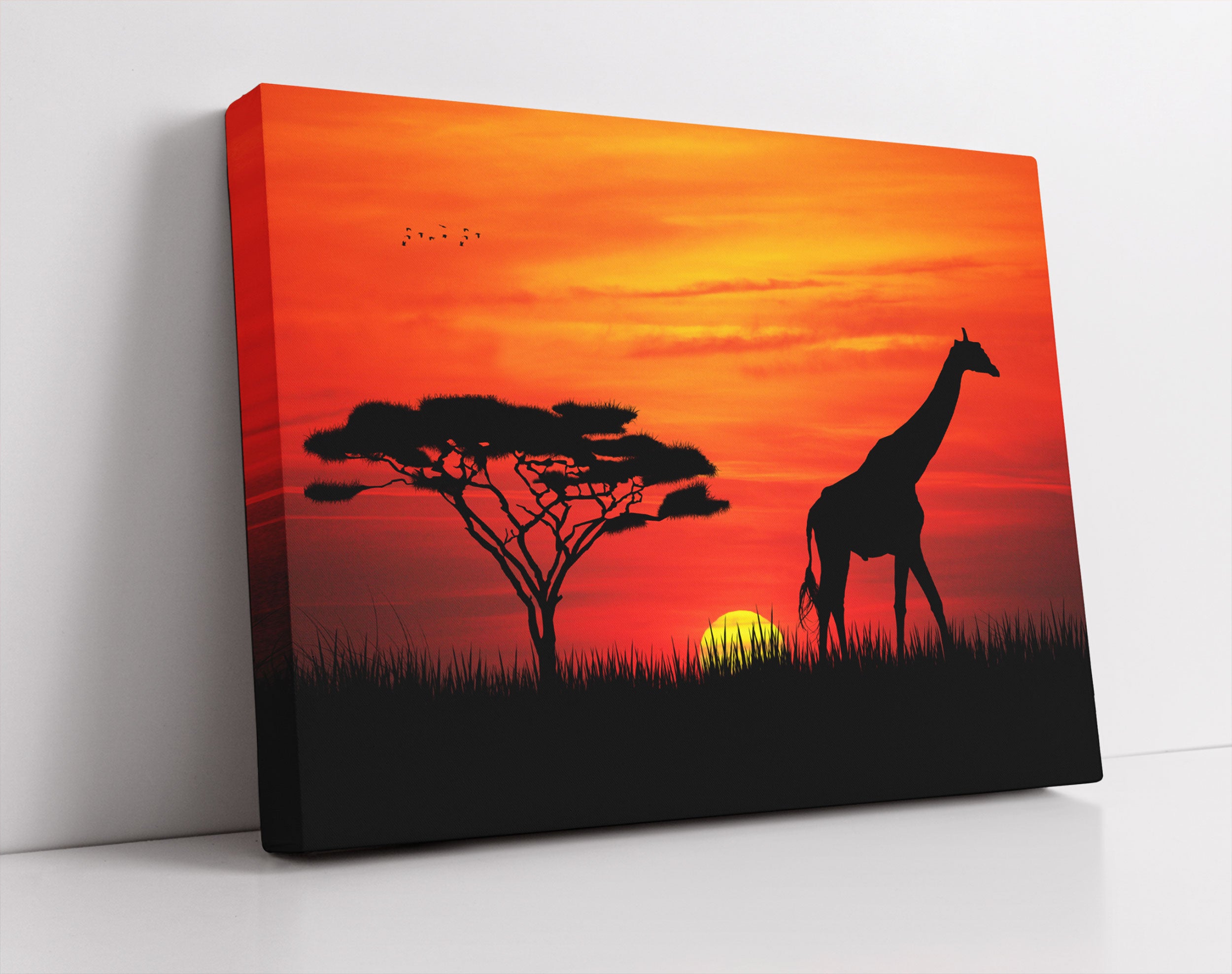 Giraffe im Sonnenuntergang - Leinwandbild