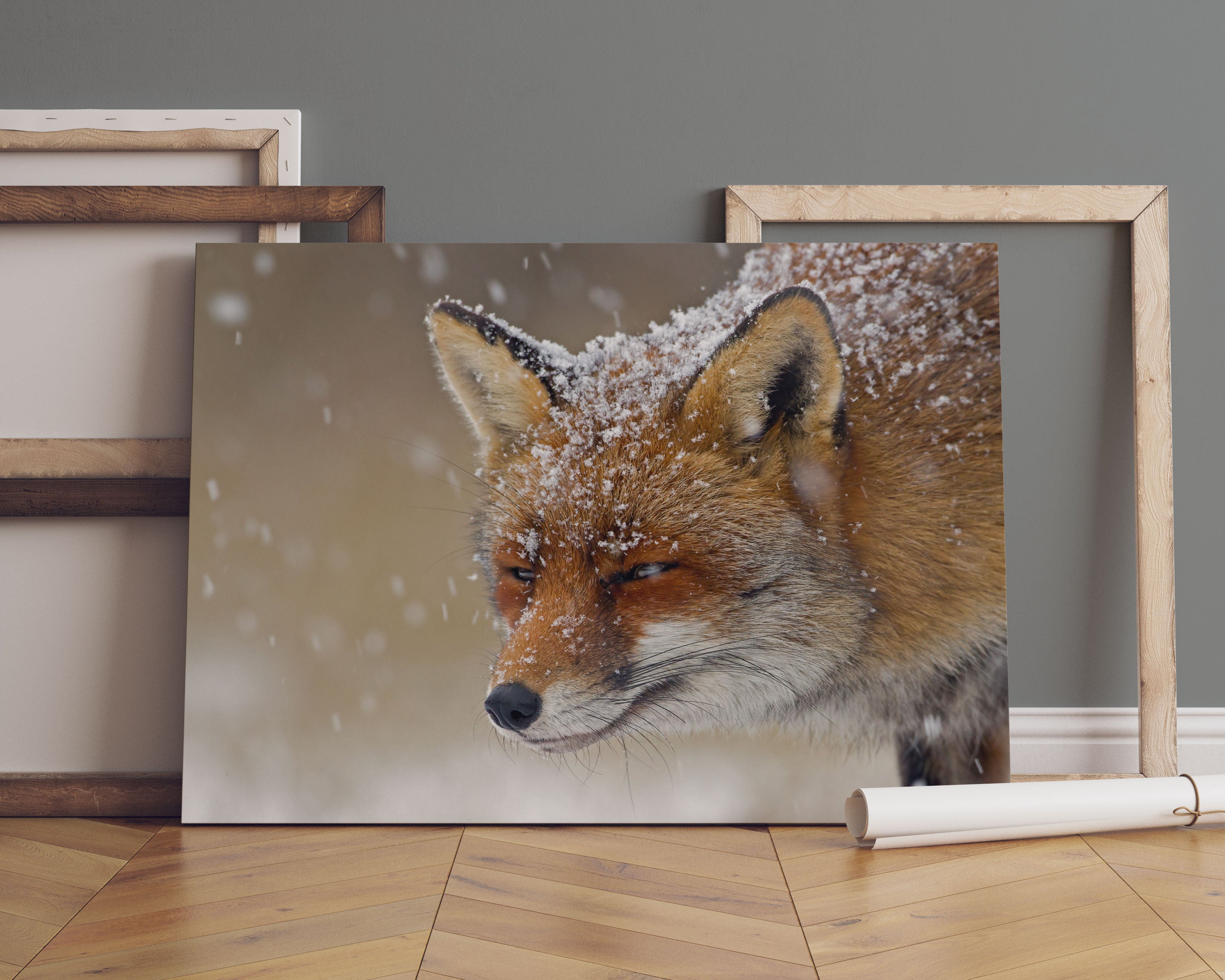 Fuchs im Schnee Leinwandbild Sofa