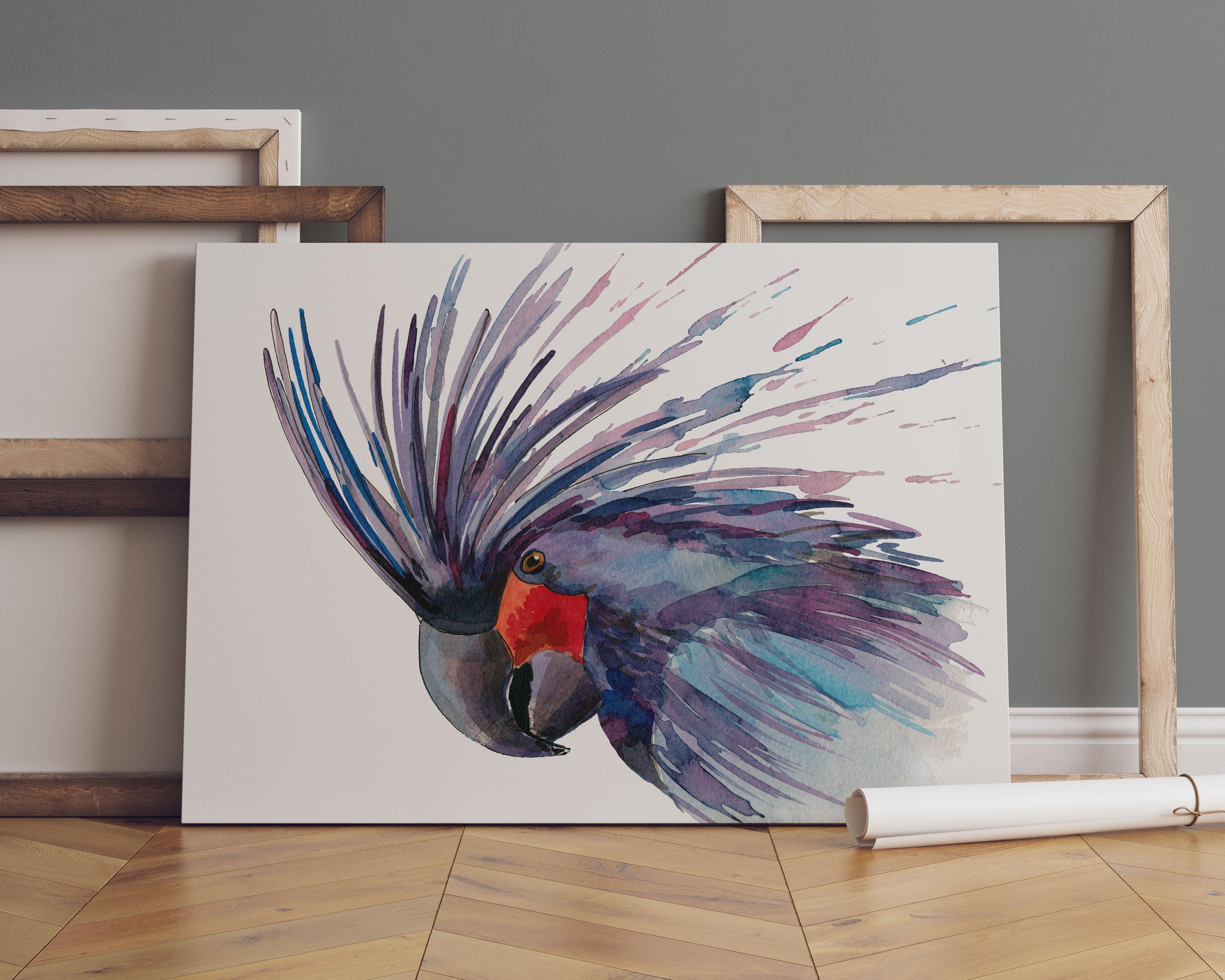 Exotischer Vogel Kunst Leinwandbild Sofa