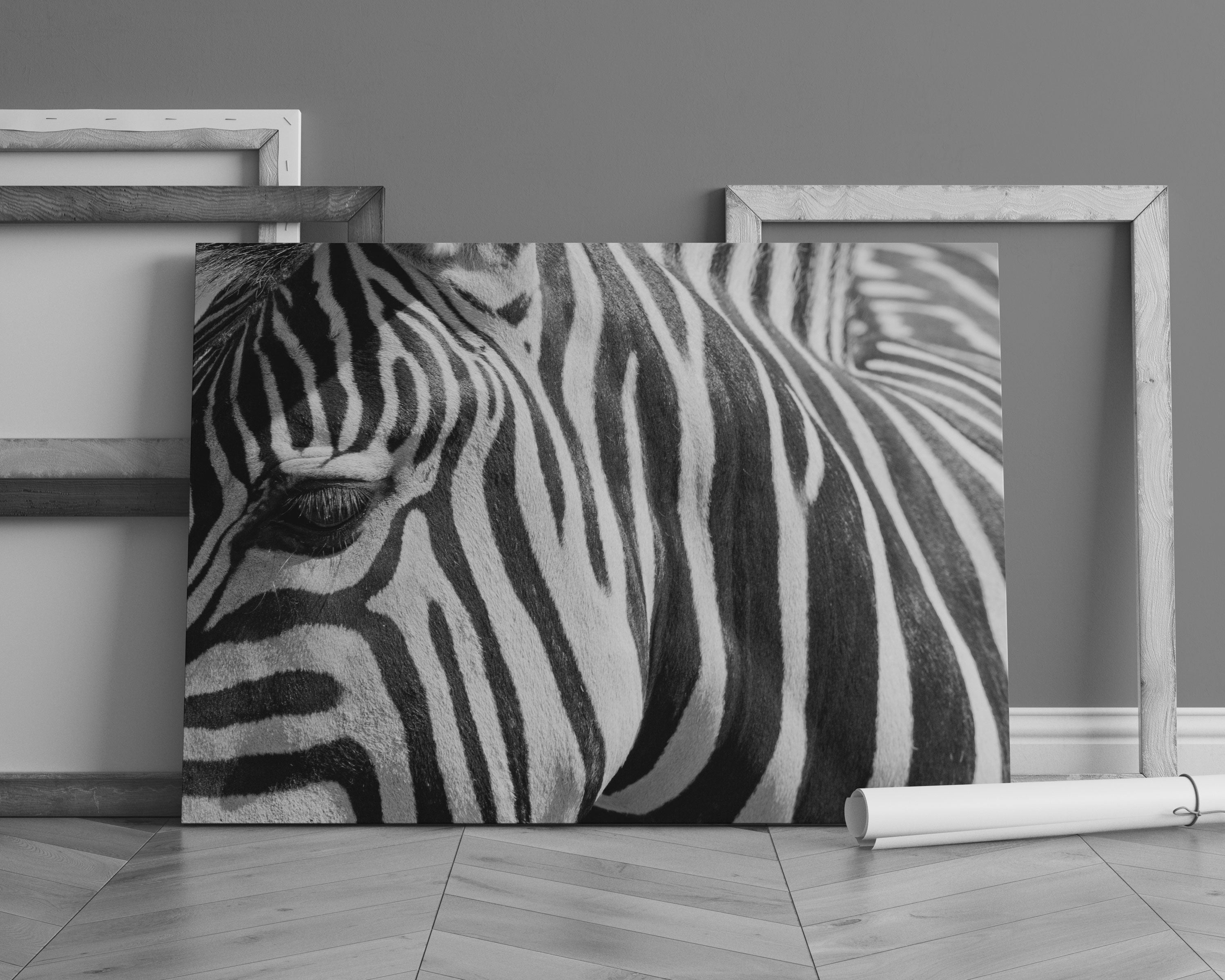 Zebra Porträt Leinwandbild Sofa