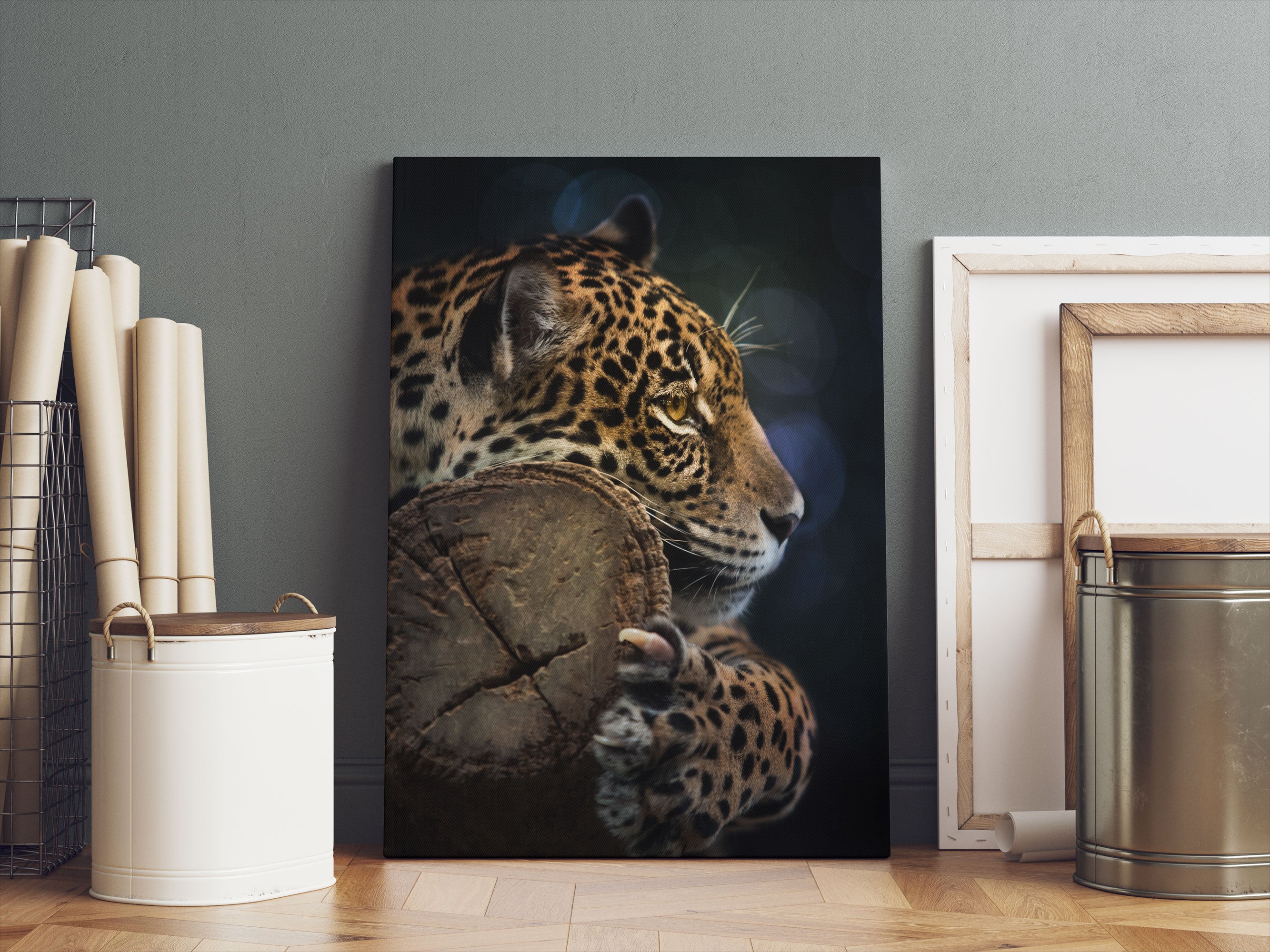 Wunderschöner Leopard Leinwandbild Sofa