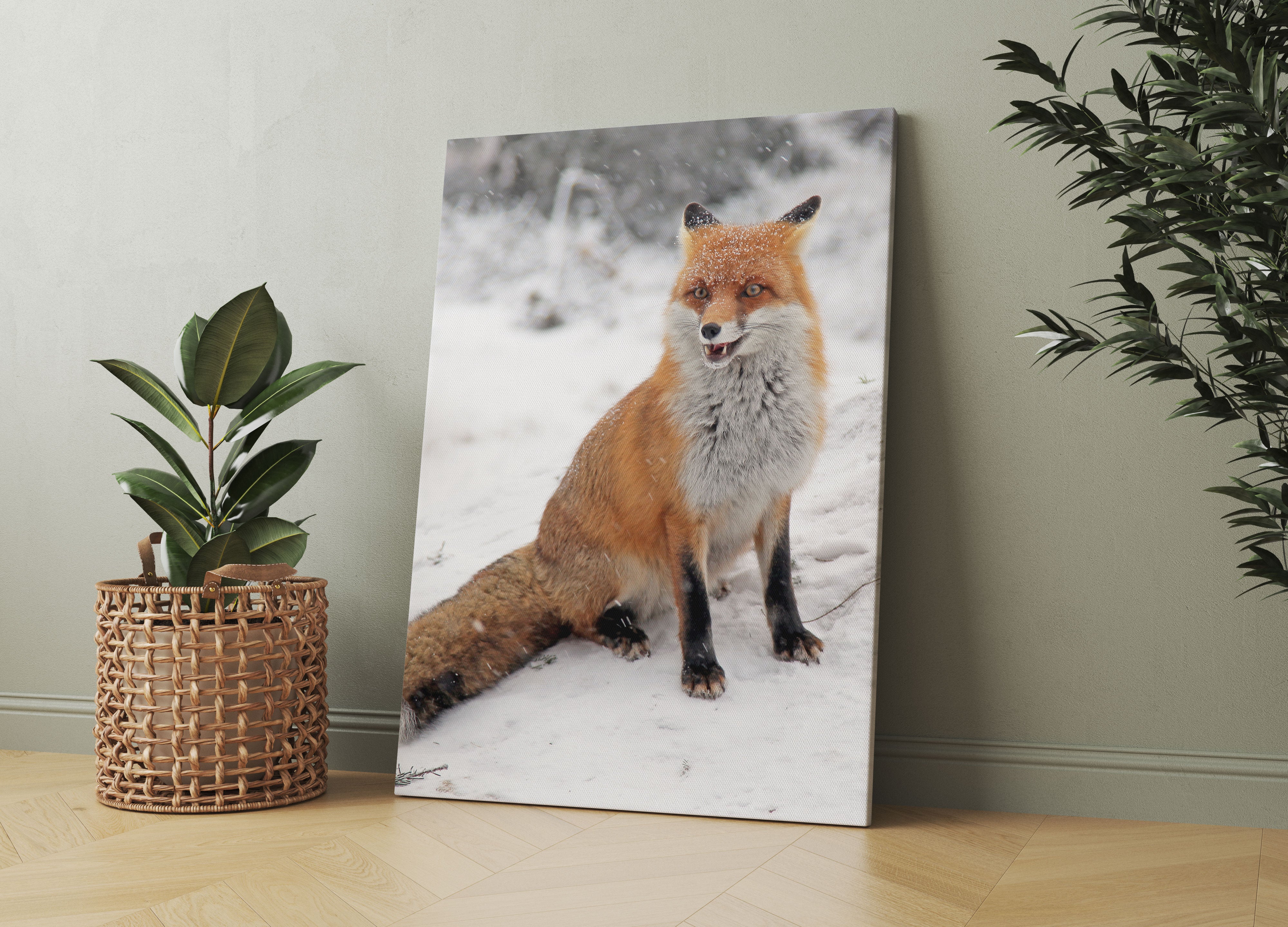 Fuchs im Schnee Leinwandbild Wohnzimmer