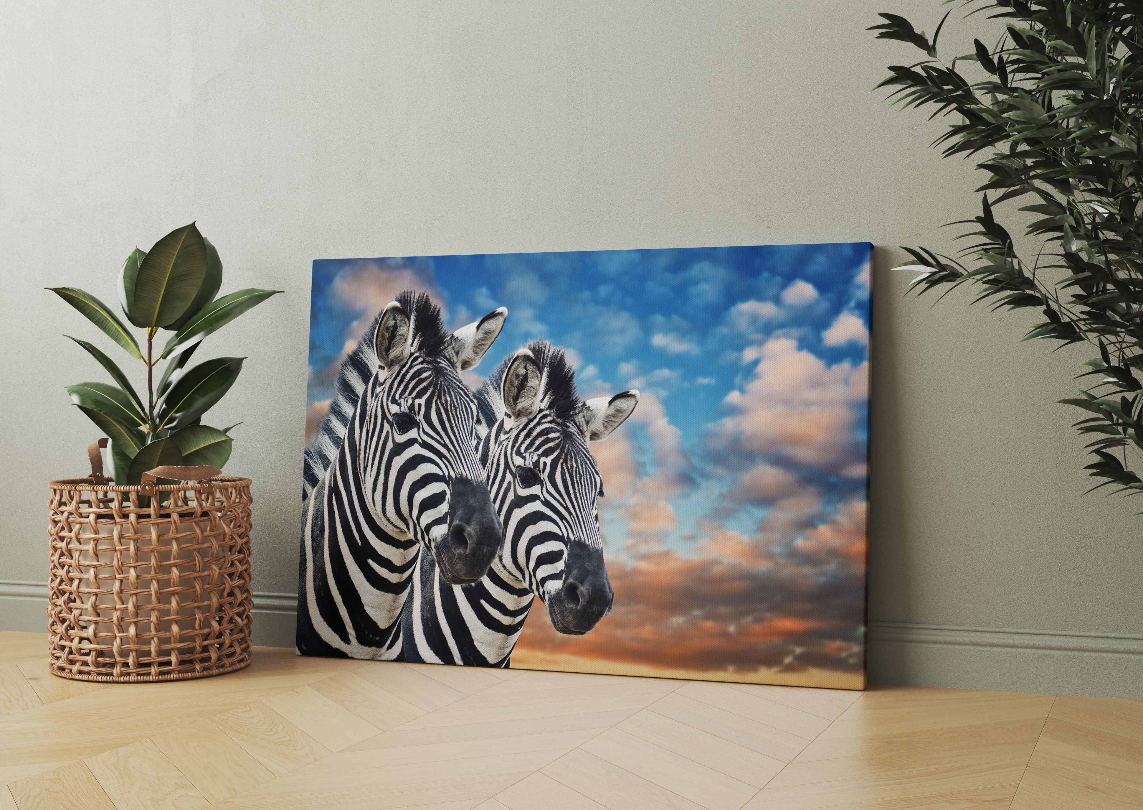 Zebra Pärchen Leinwandbild Wohnzimmer