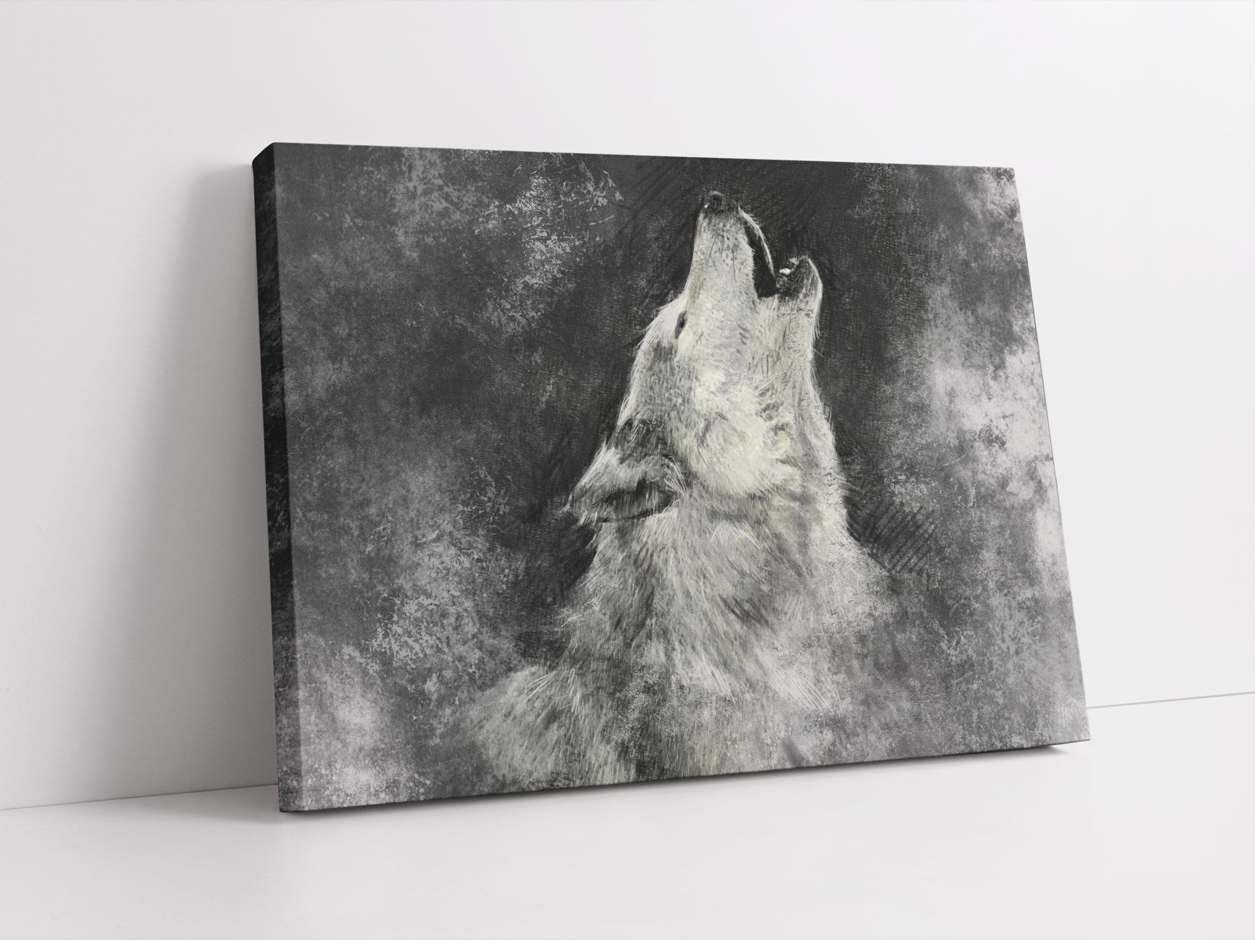 Heulender Wolf Kunst Leinwandbild Studio