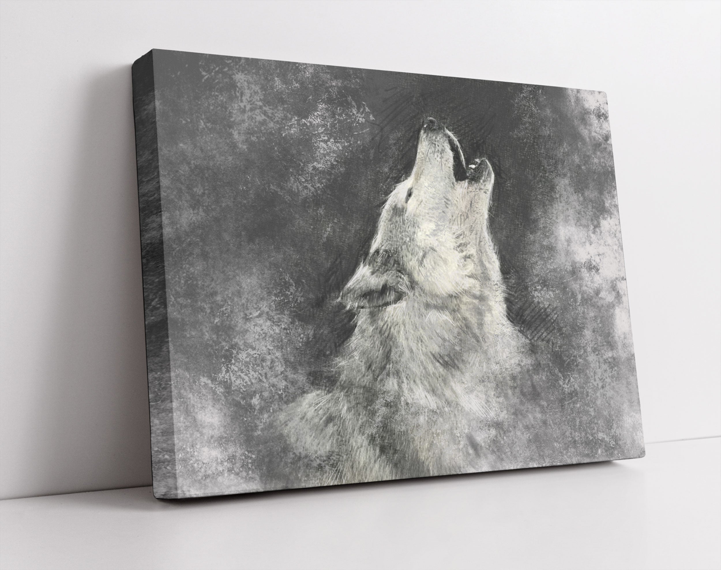 Heulender Wolf Kunst - Leinwandbild