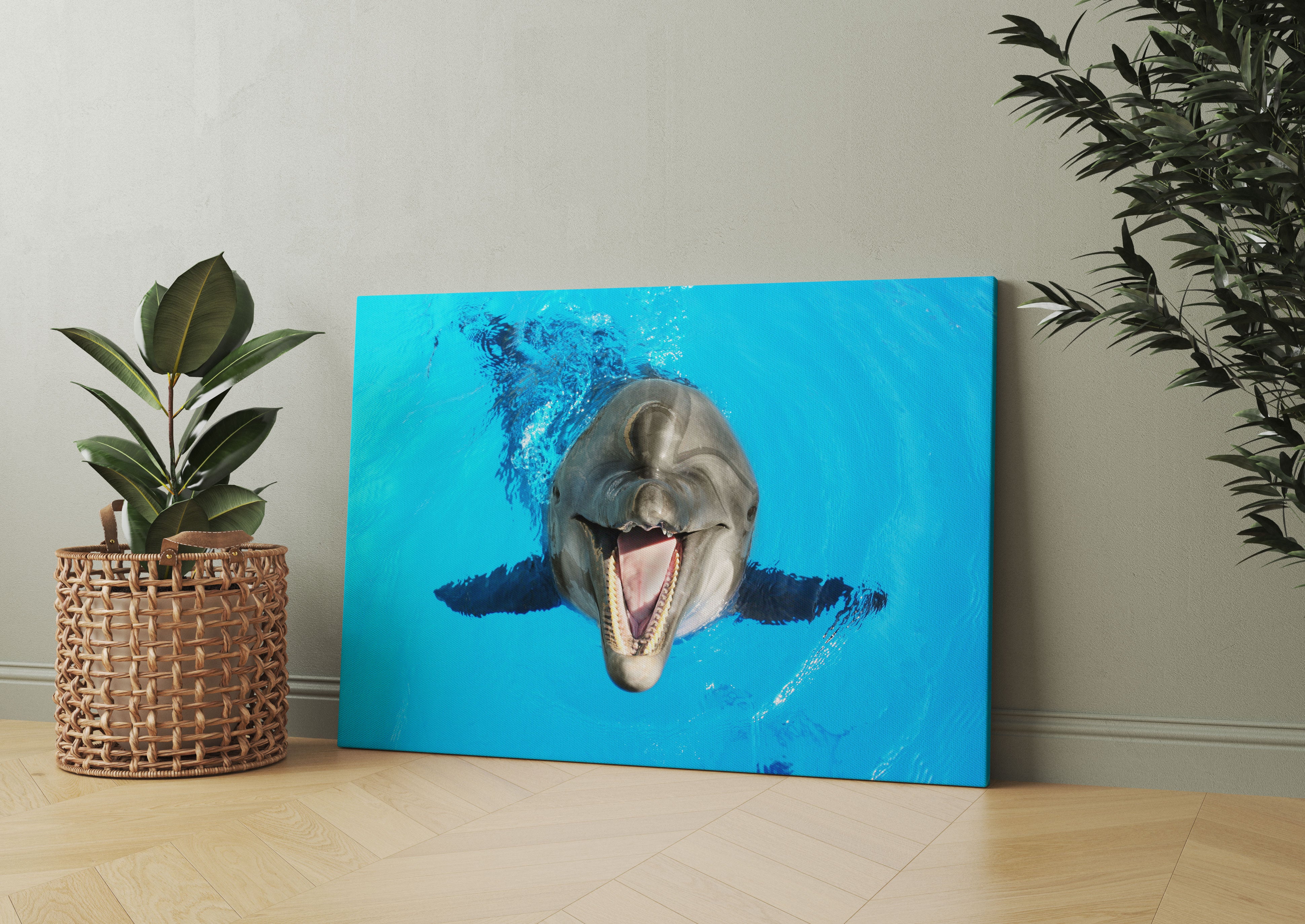 Delfin lacht Leinwandbild Wohnzimmer