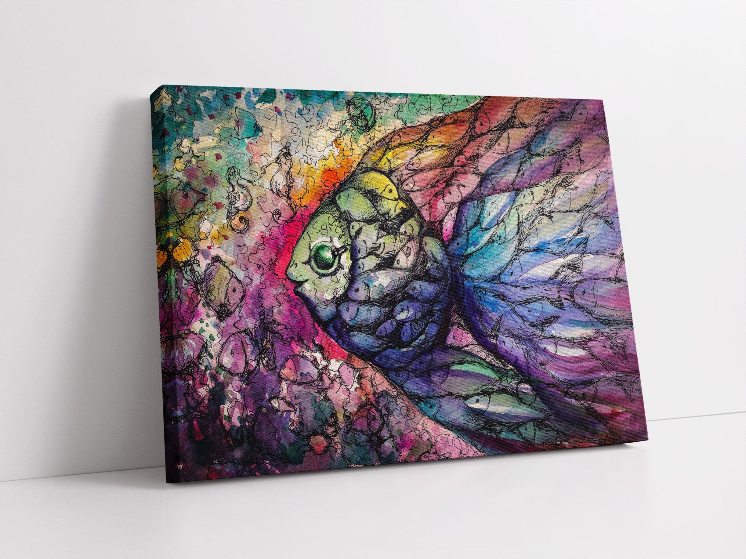 Bunte Fische Kunst Leinwandbild Studio