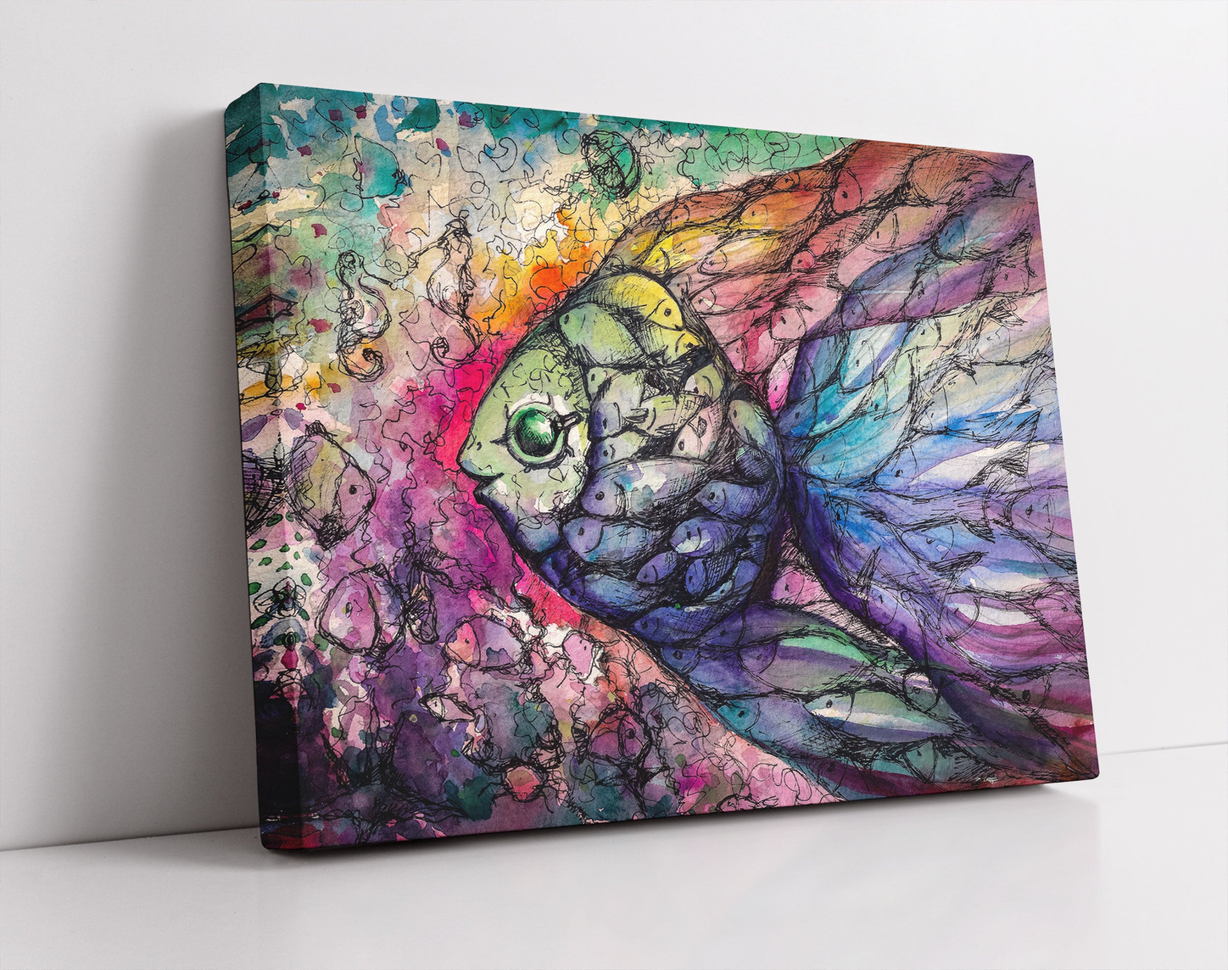 Bunte Fische Kunst - Leinwandbild