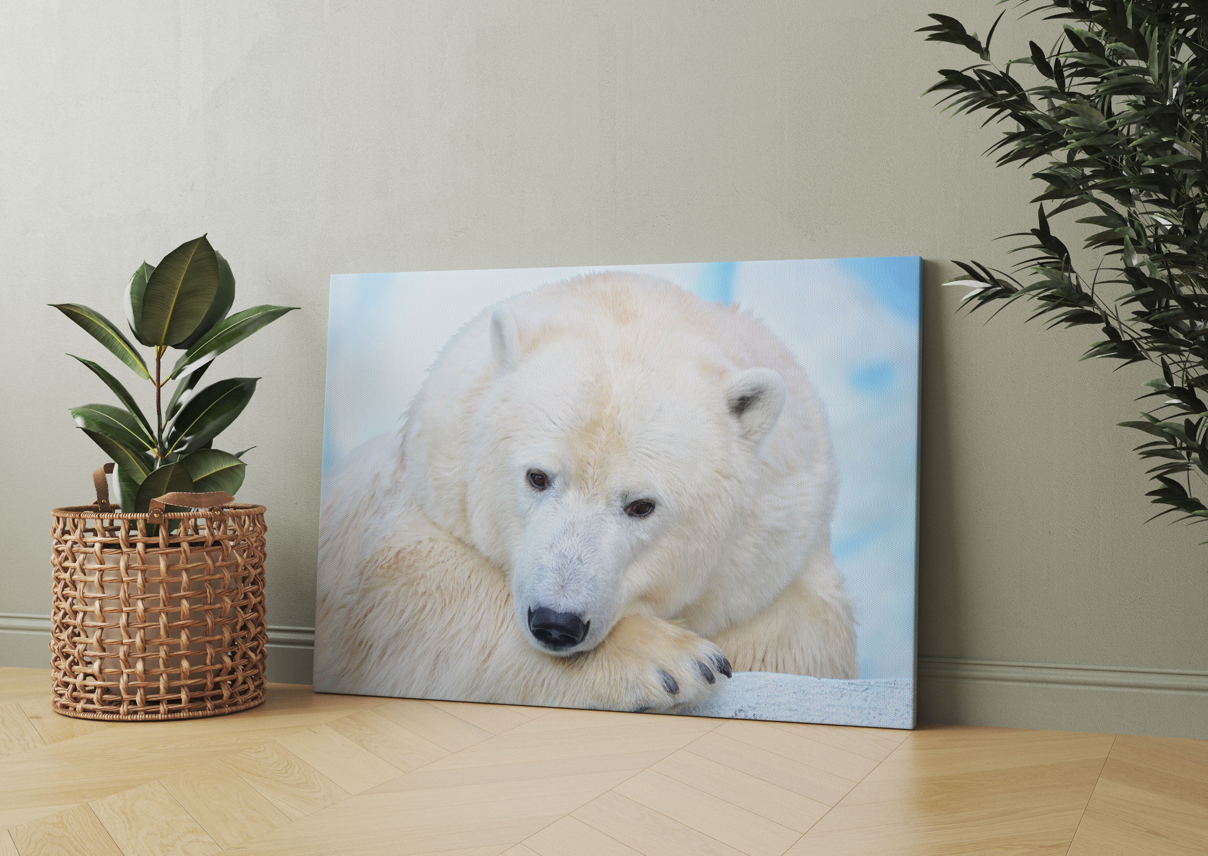 Nachdenklicher Eisbär Leinwandbild Wohnzimmer