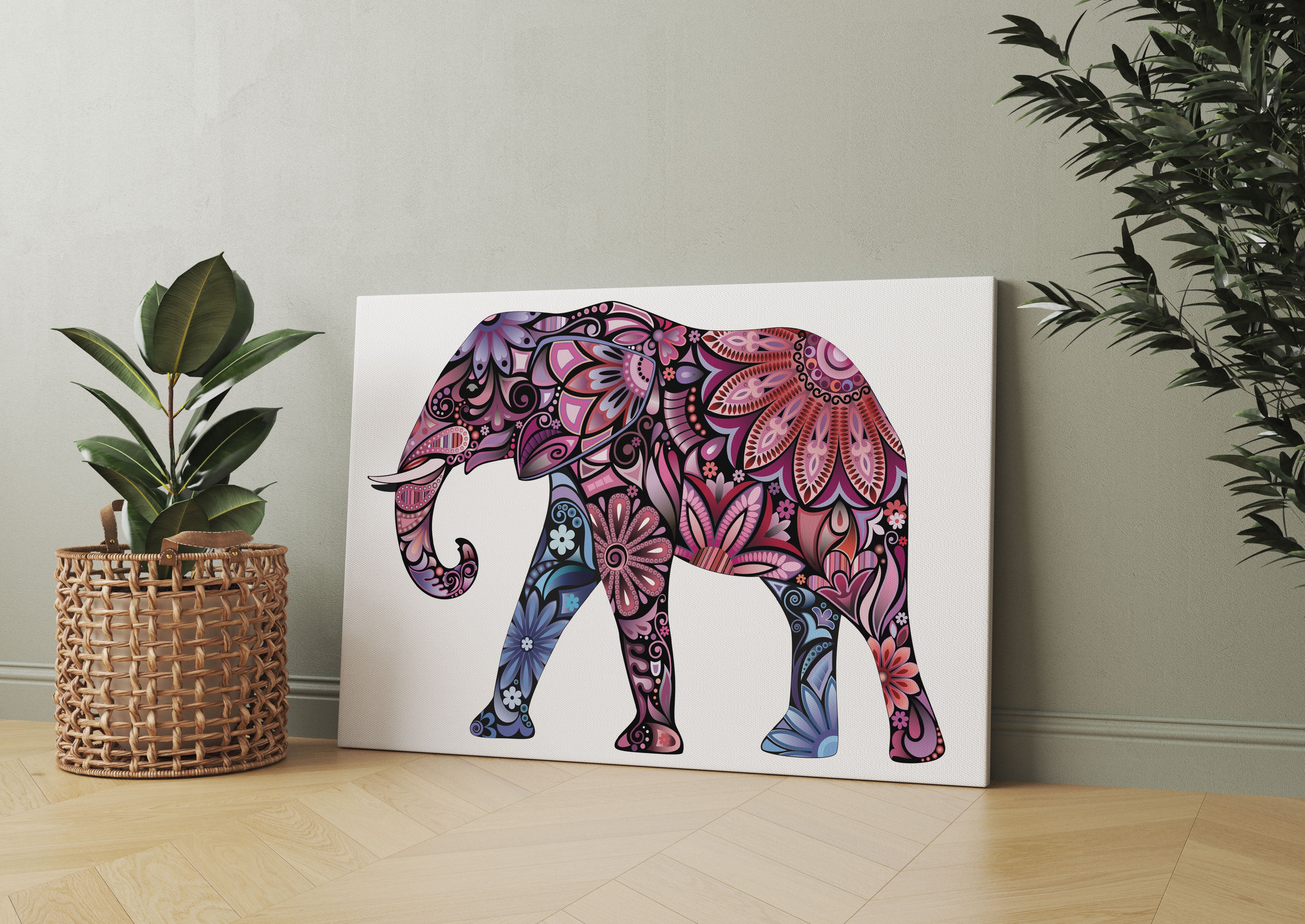 Elefant mit Ornamenten Leinwandbild Wohnzimmer