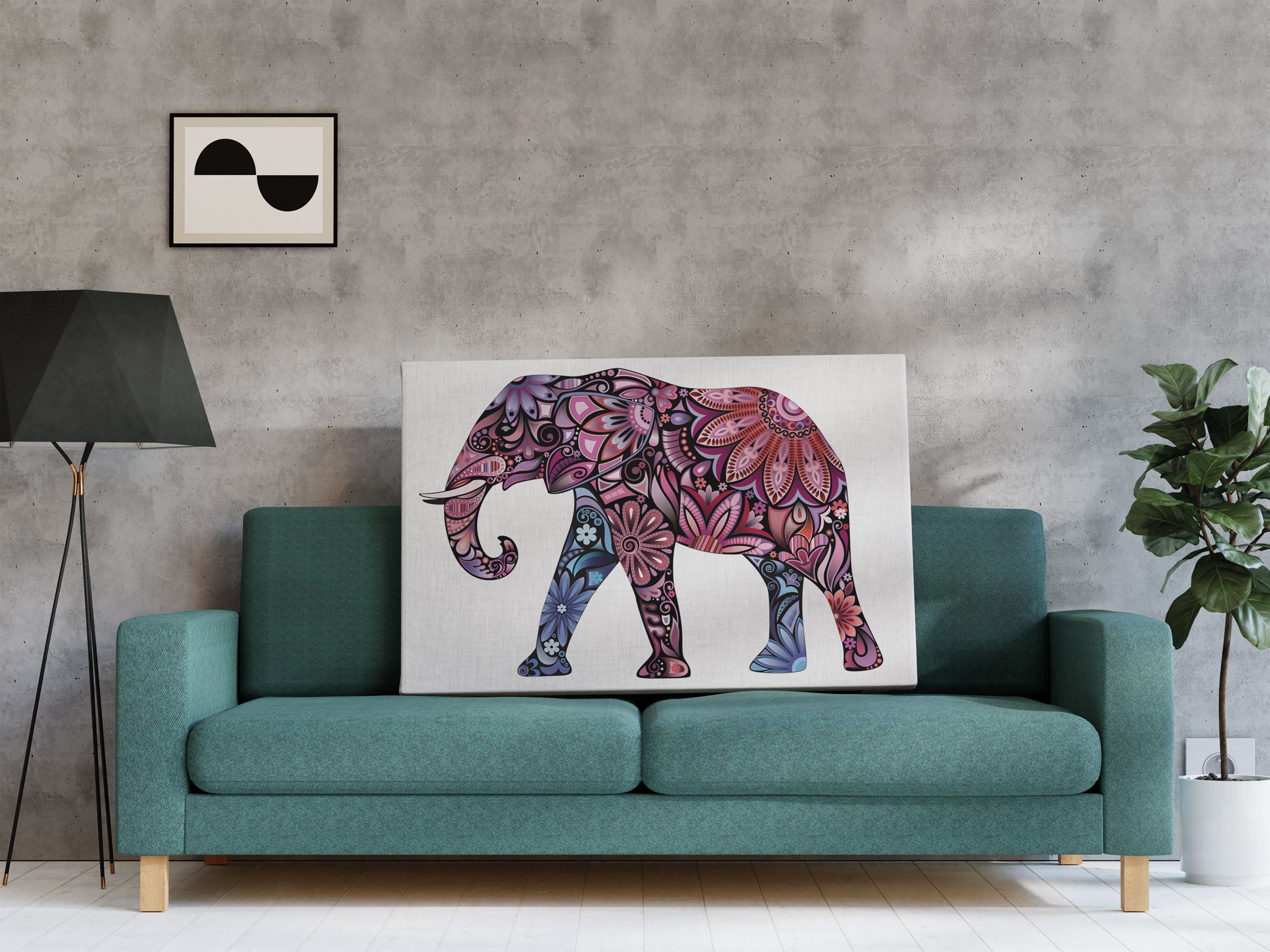 Elefant mit Ornamenten Leinwandbild Regal