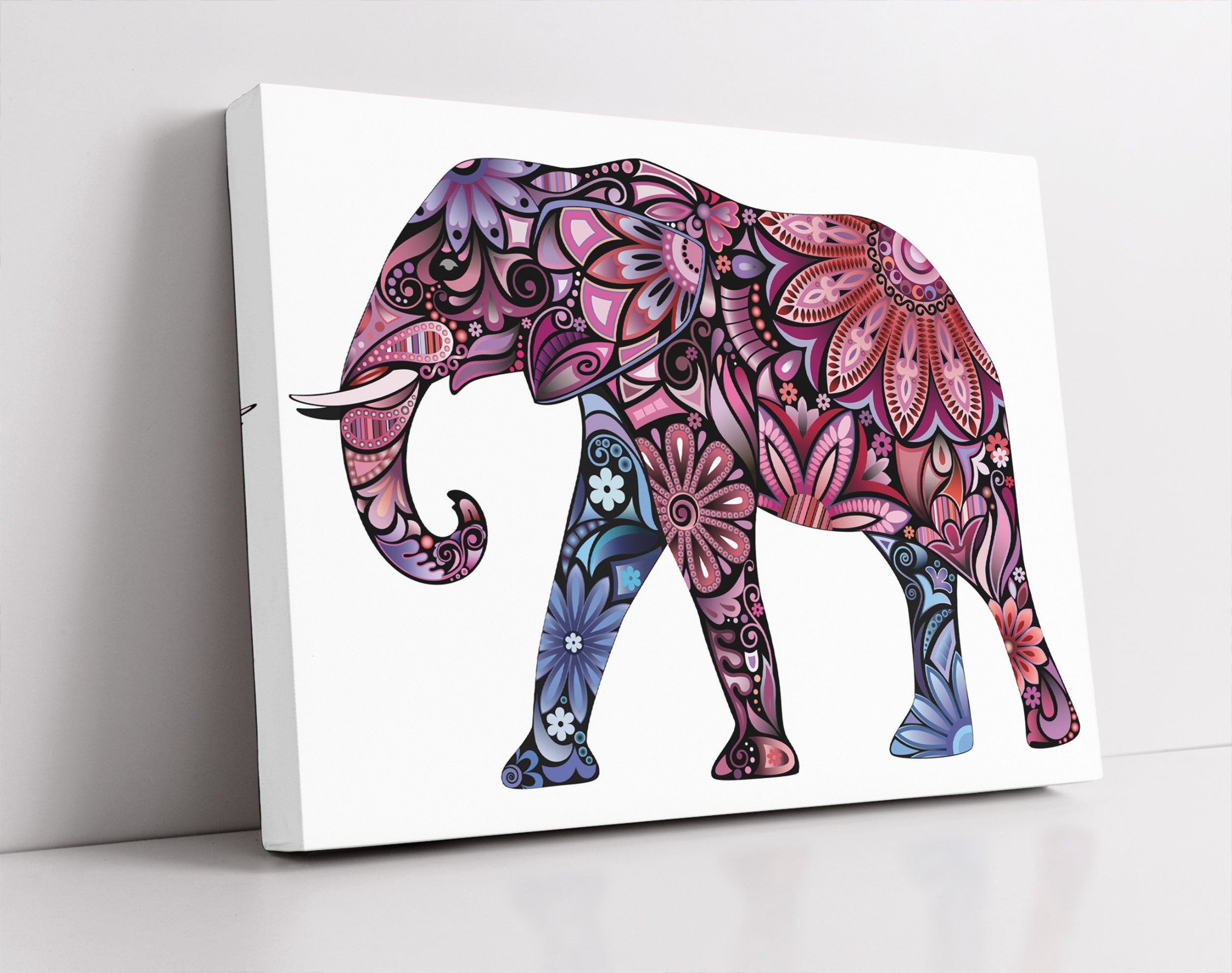 Elefant mit Ornamenten - Leinwandbild